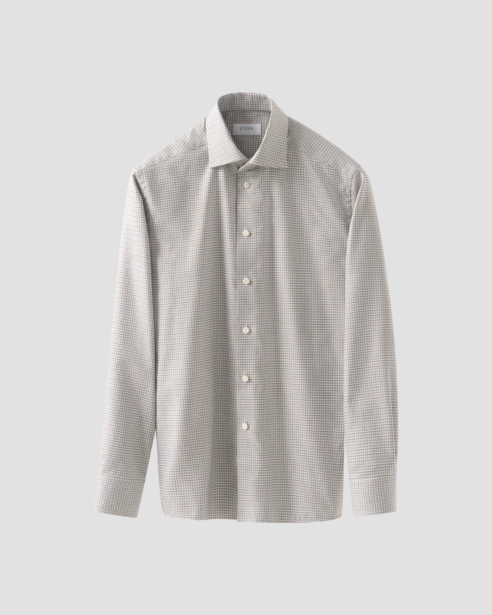 Eton - mid grey checked textured twill
