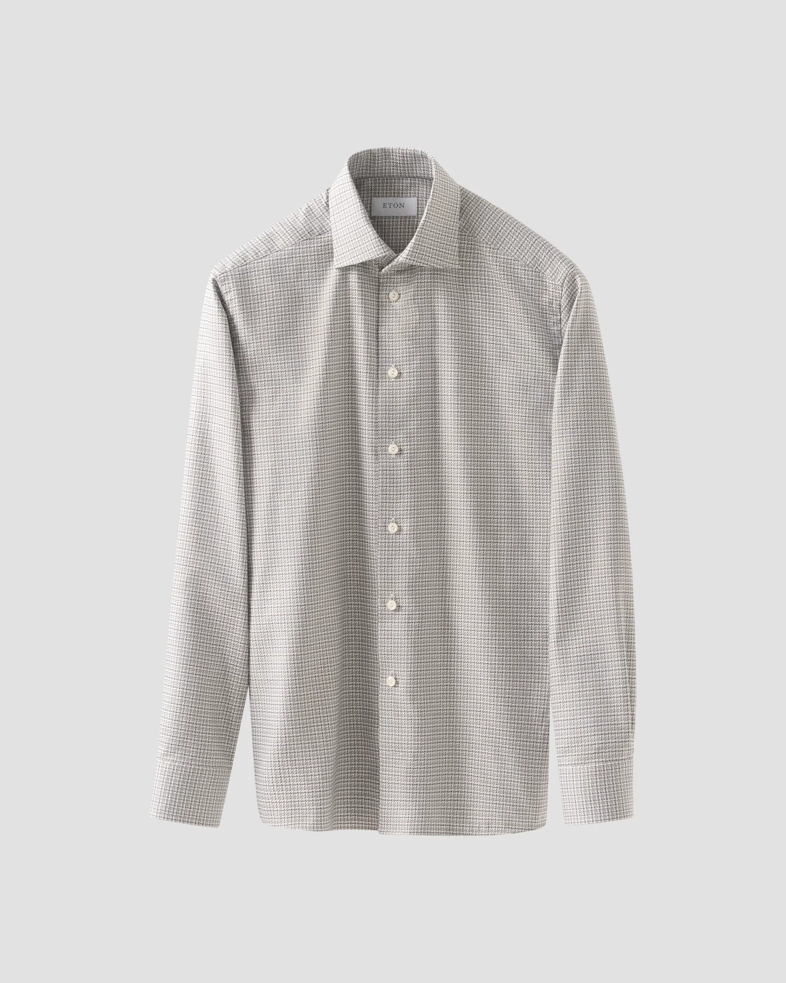 Eton - mid grey checked textured twill
