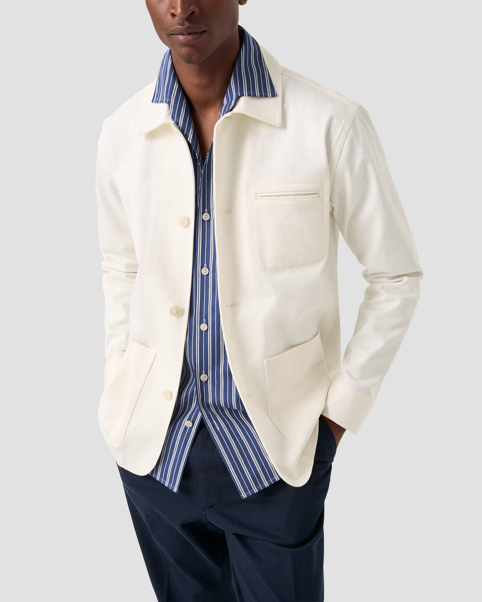 Eton - striped one piece collar shirt