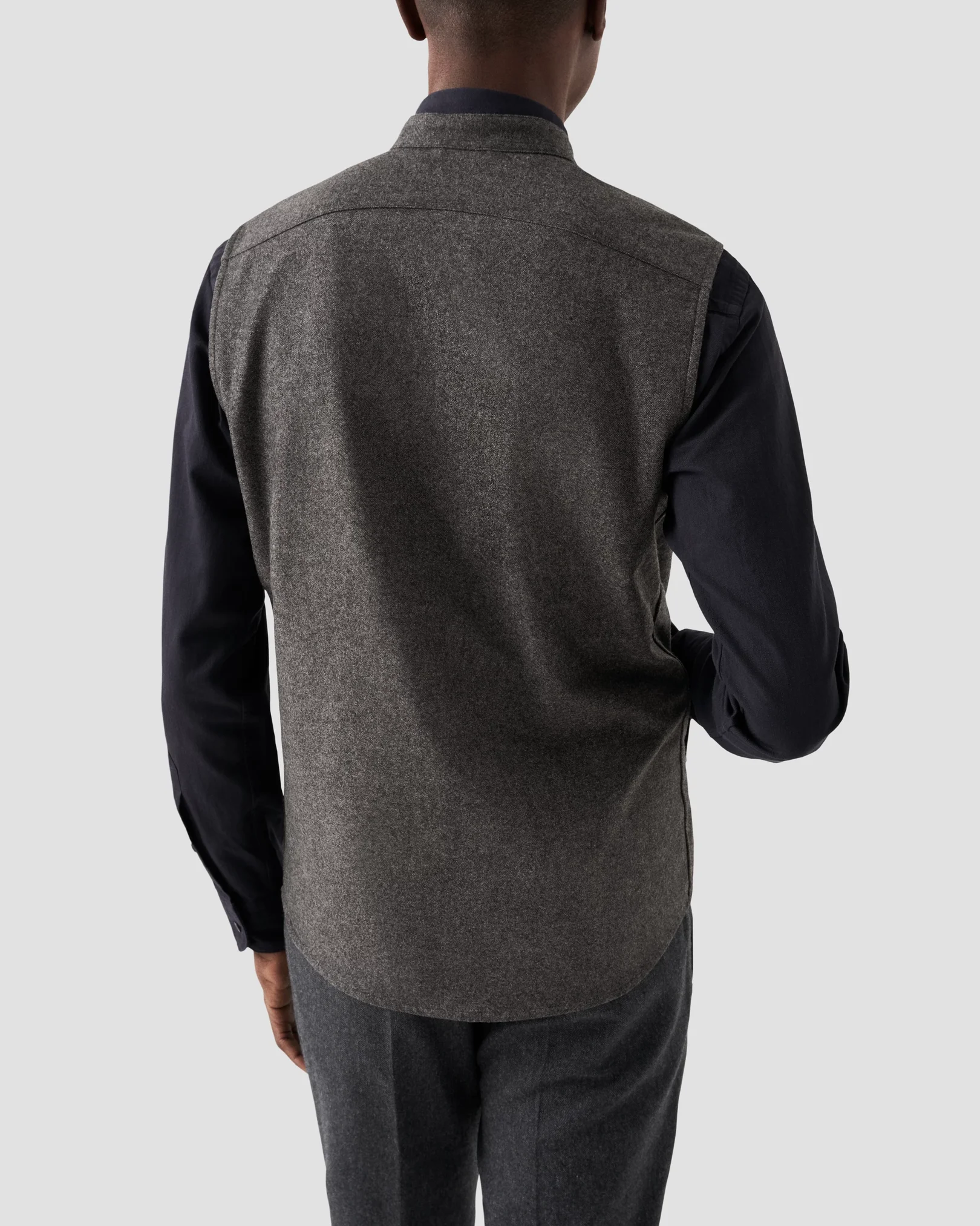 Eton - dark grey heavy flannel stand collar low no cuff vest