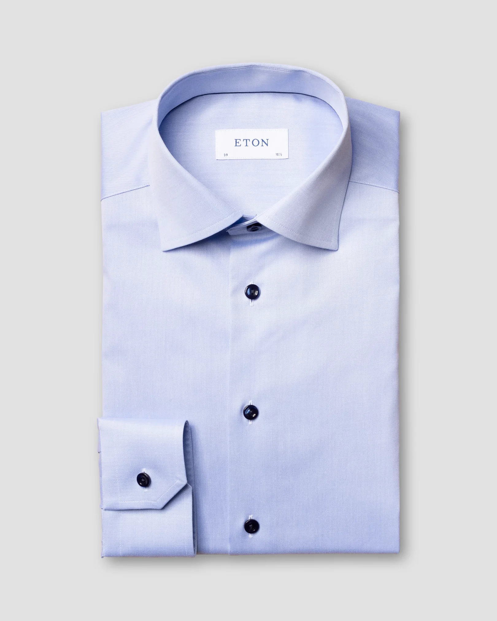 Eton - blue twill shirt with navy details