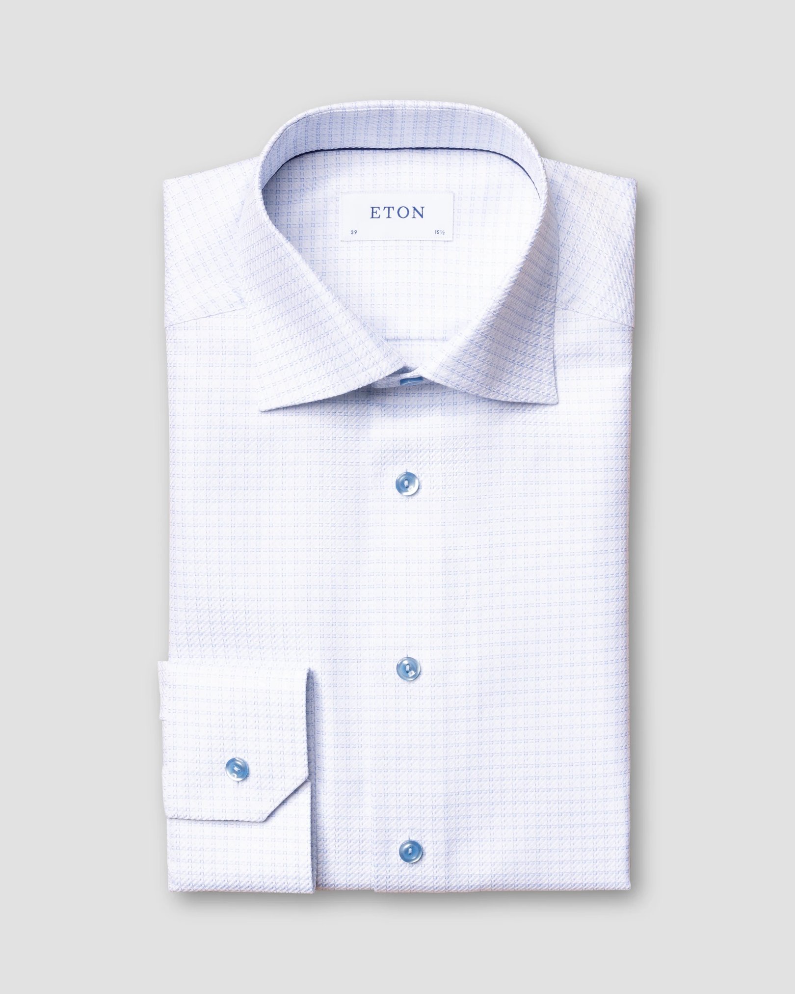 Eton - light blue check king twill