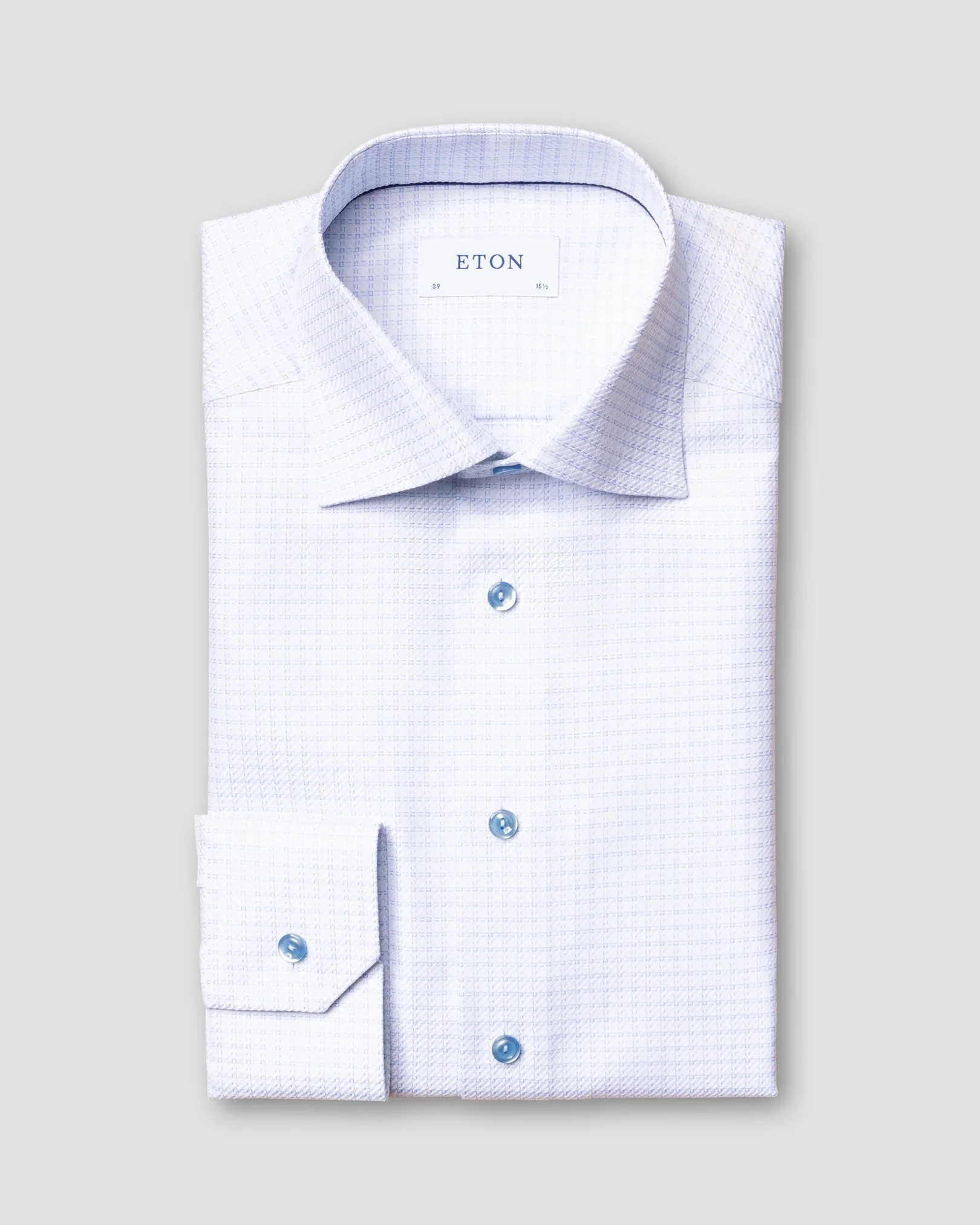 Eton - light blue check king twill