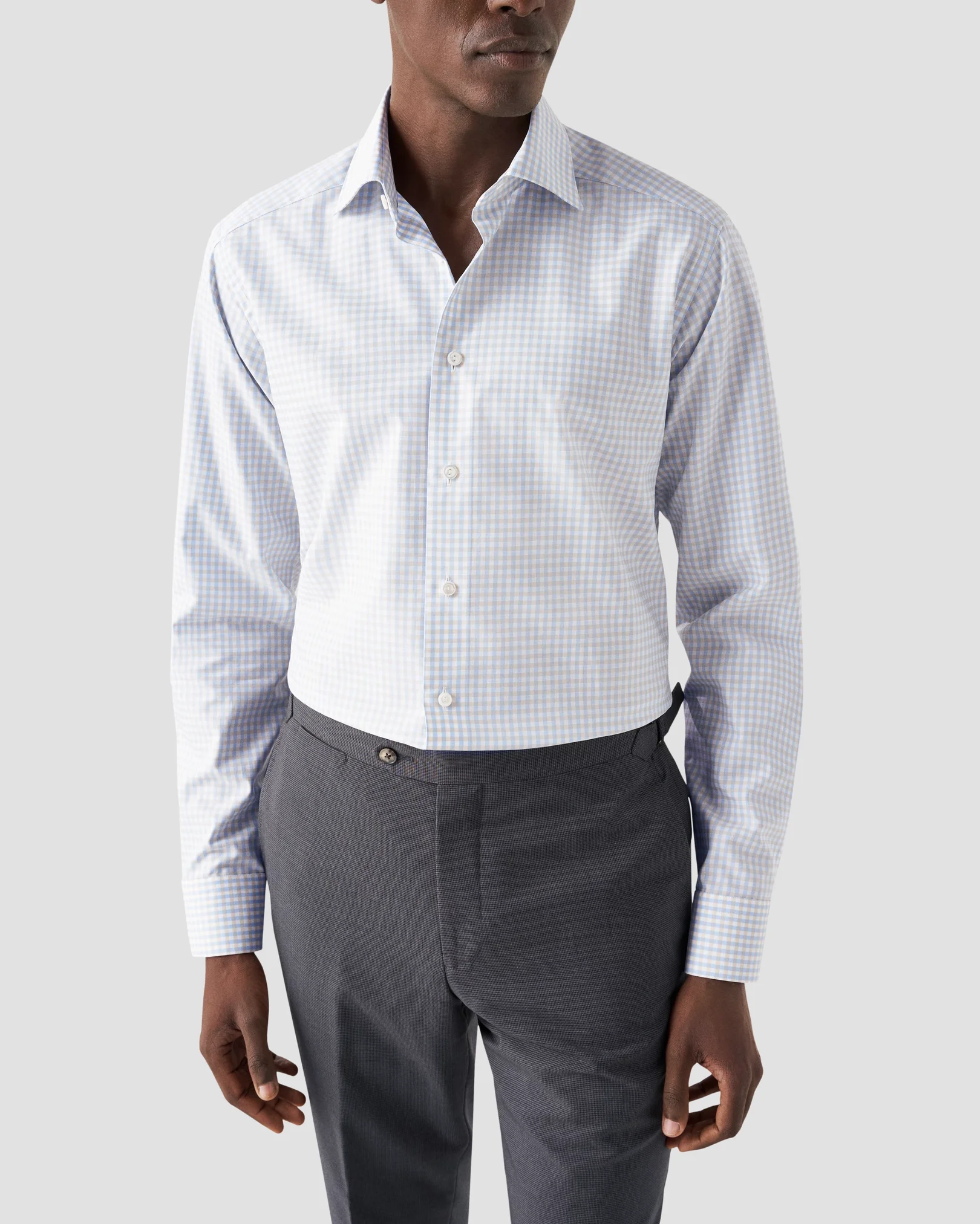 Eton - checked beige dobby