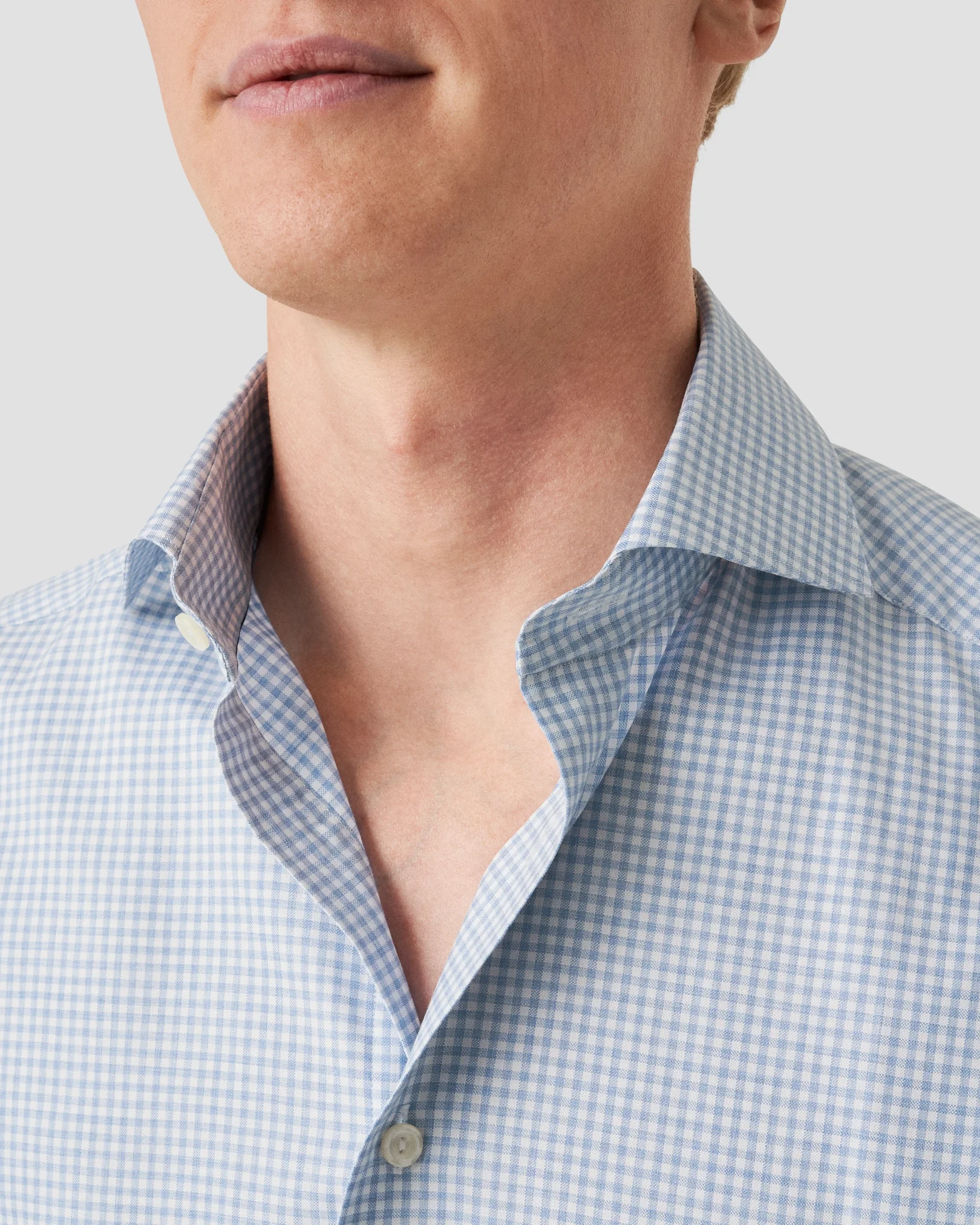 Eton - light blue check signature oxford shirt