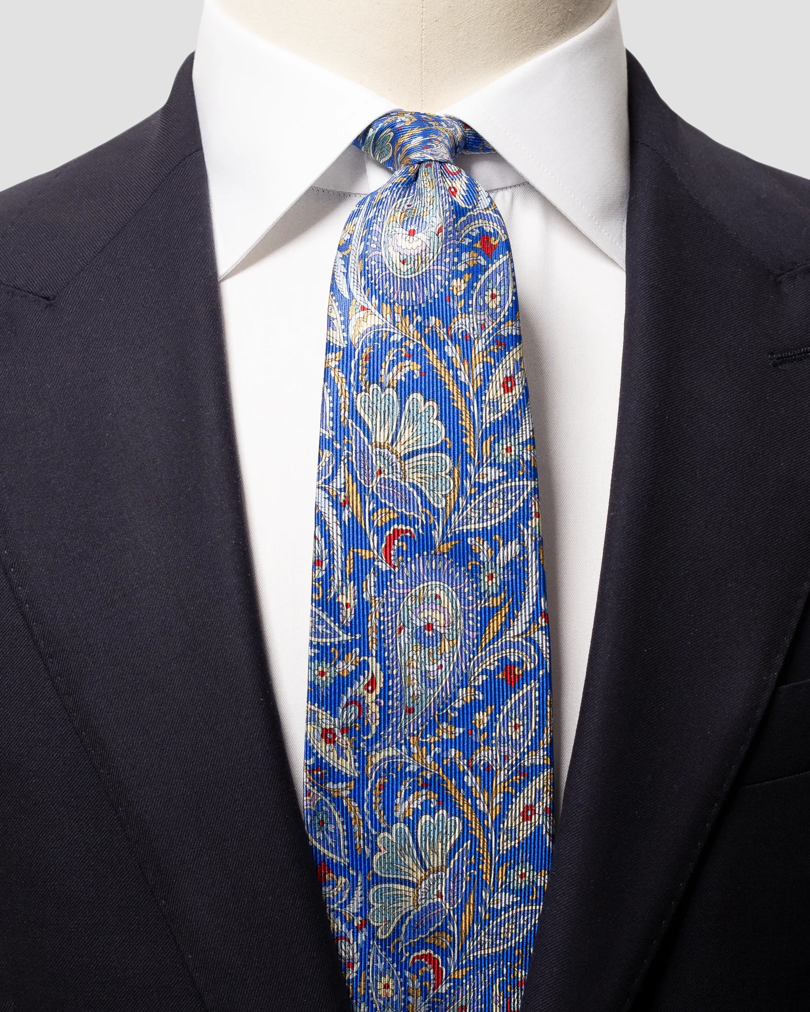 Eton - blue flower paisley tie
