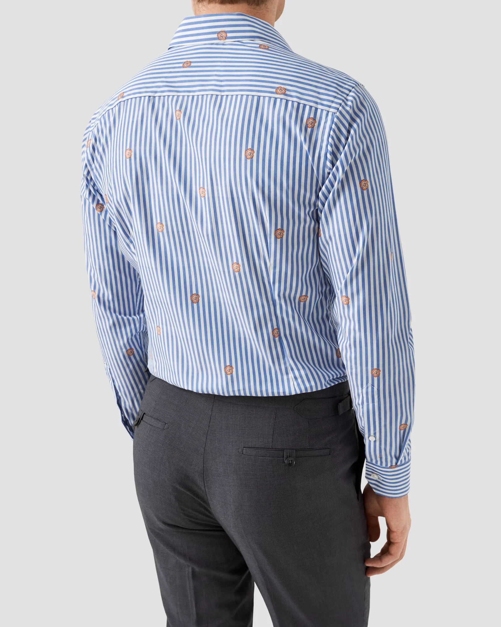 Eton - mid blue medallion striped shirt