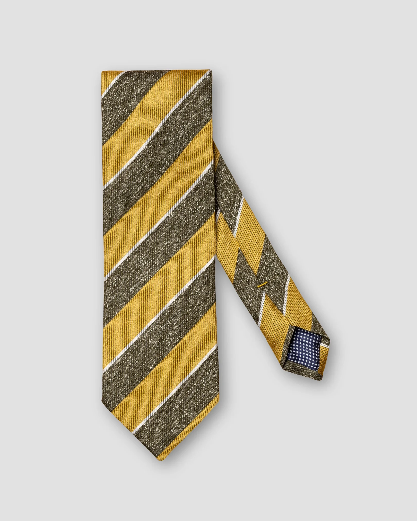 Eton - green striped cotton silk linen tie