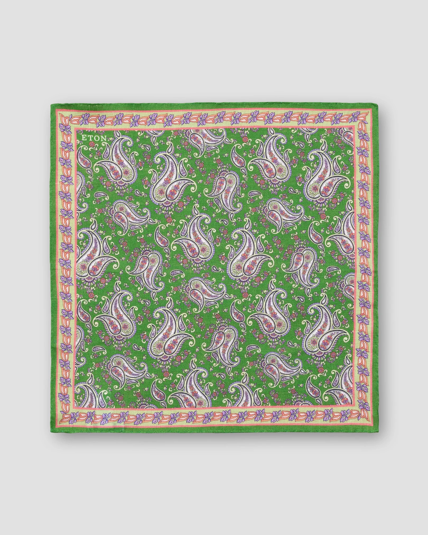 Eton - green paisley twill pcoket square