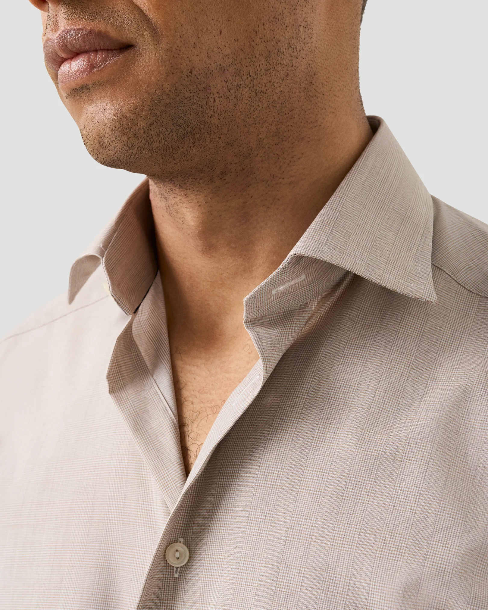 Eton - beige check fine twillshirt