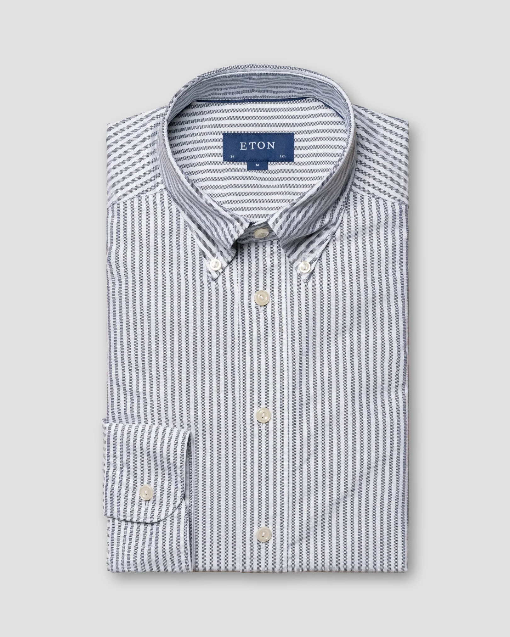 Eton - striped dark blue oxford shirt