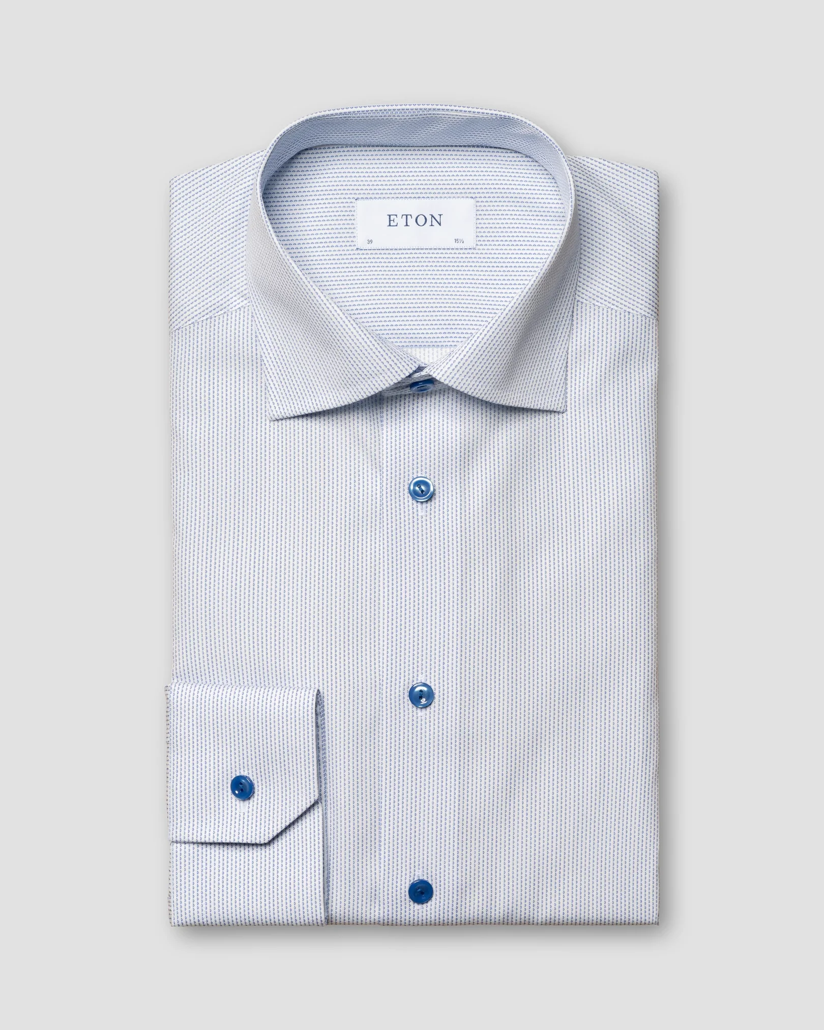 Eton - mid blue micro printed poplin