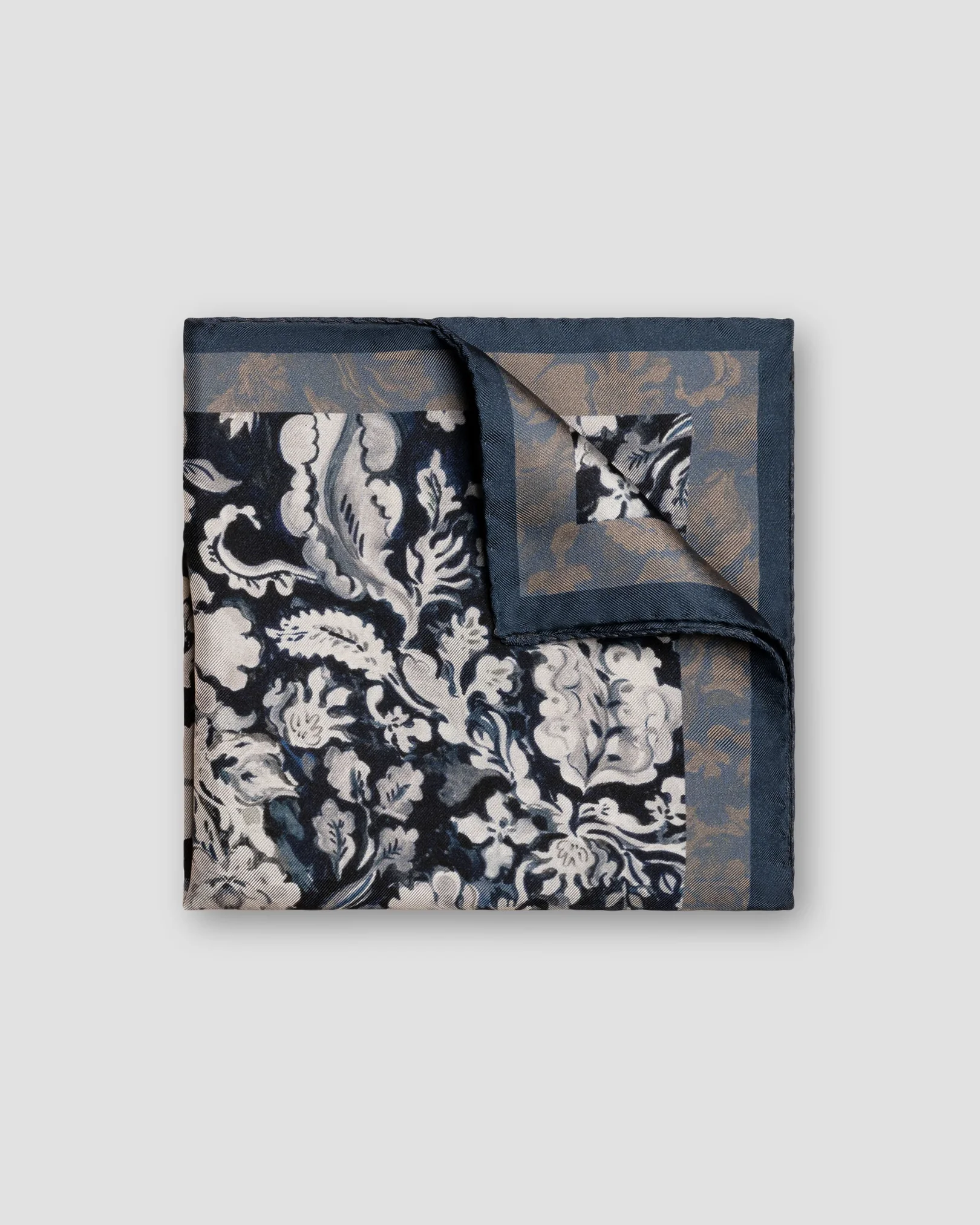 Eton - mid blue pocket floral print