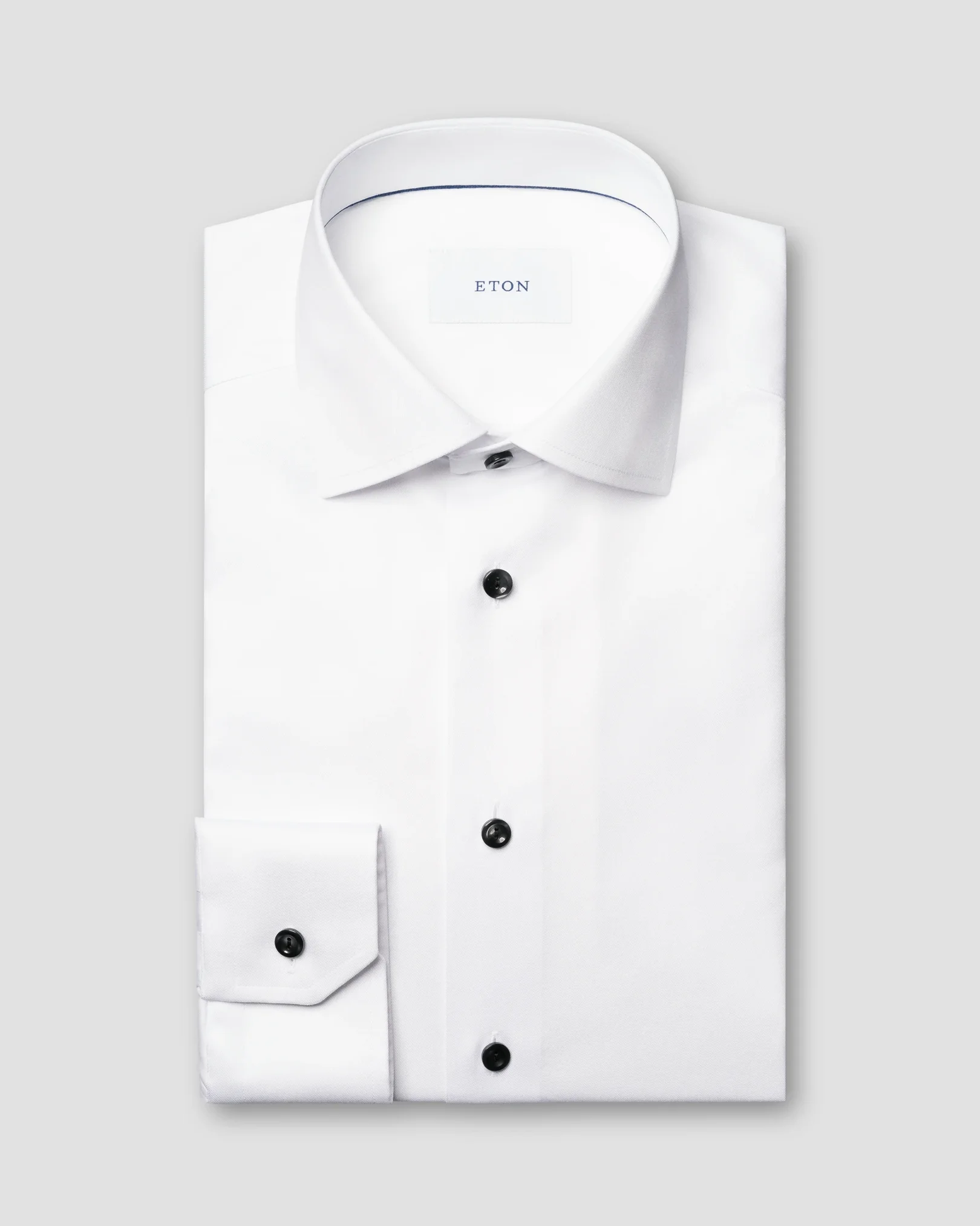 Eton - Einfarbiges Signature-Twill-Hemd mit schwarzen Knöpfen