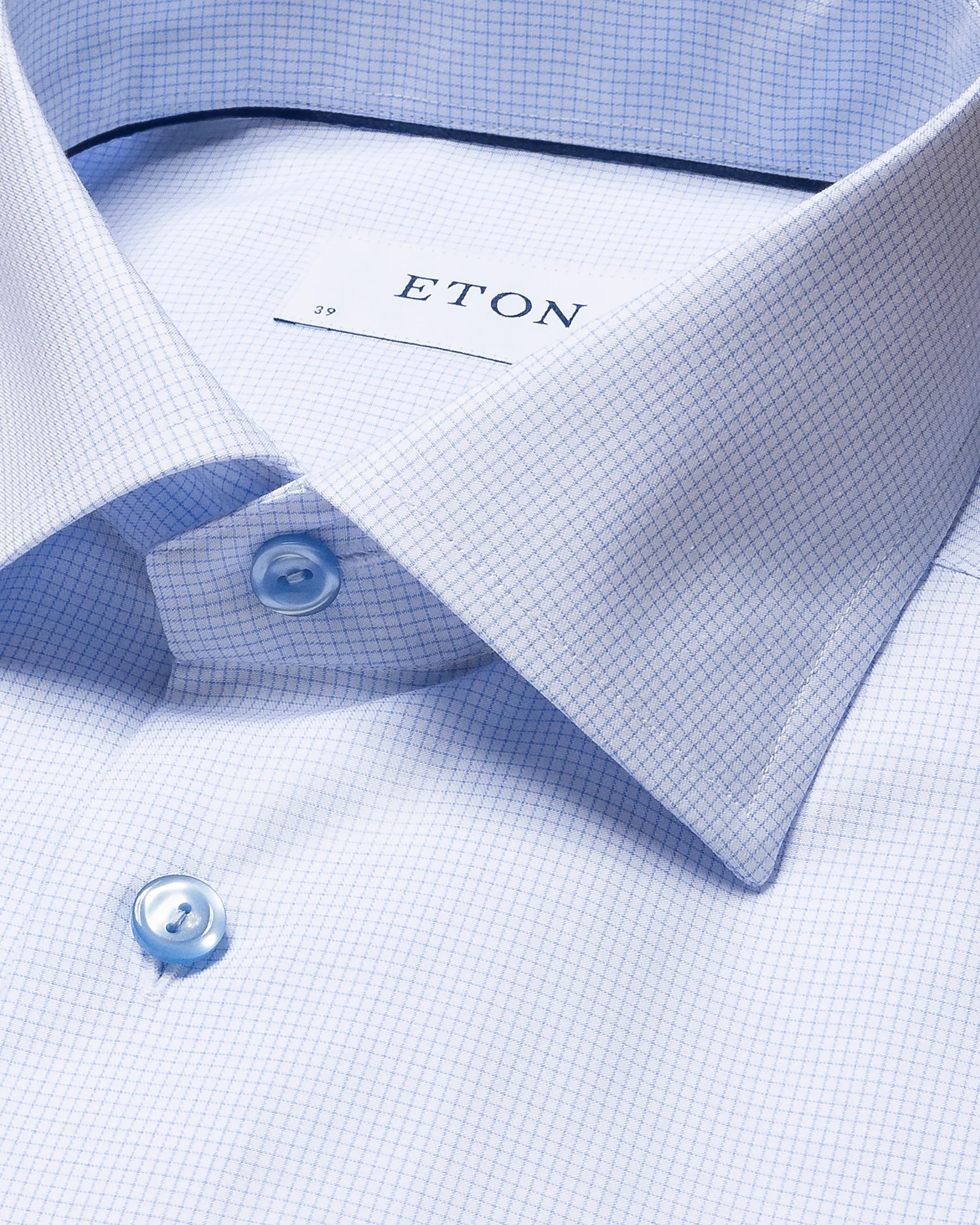 Eton - blue micro check shirt