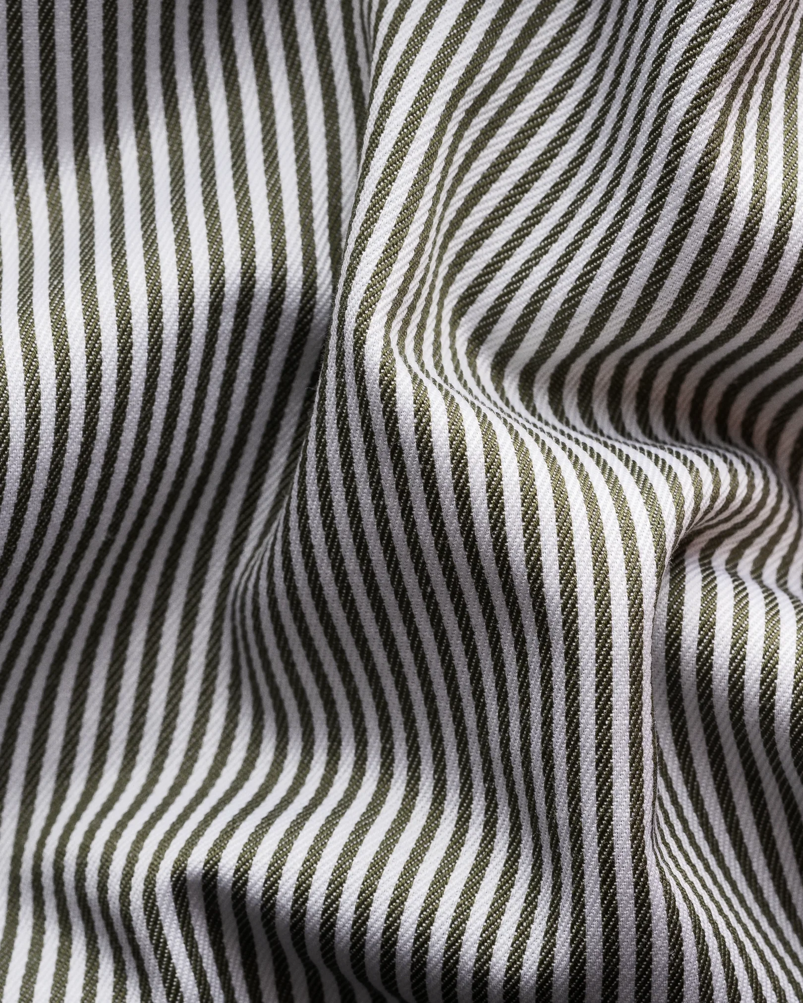 Eton - dark green striped twill shirt