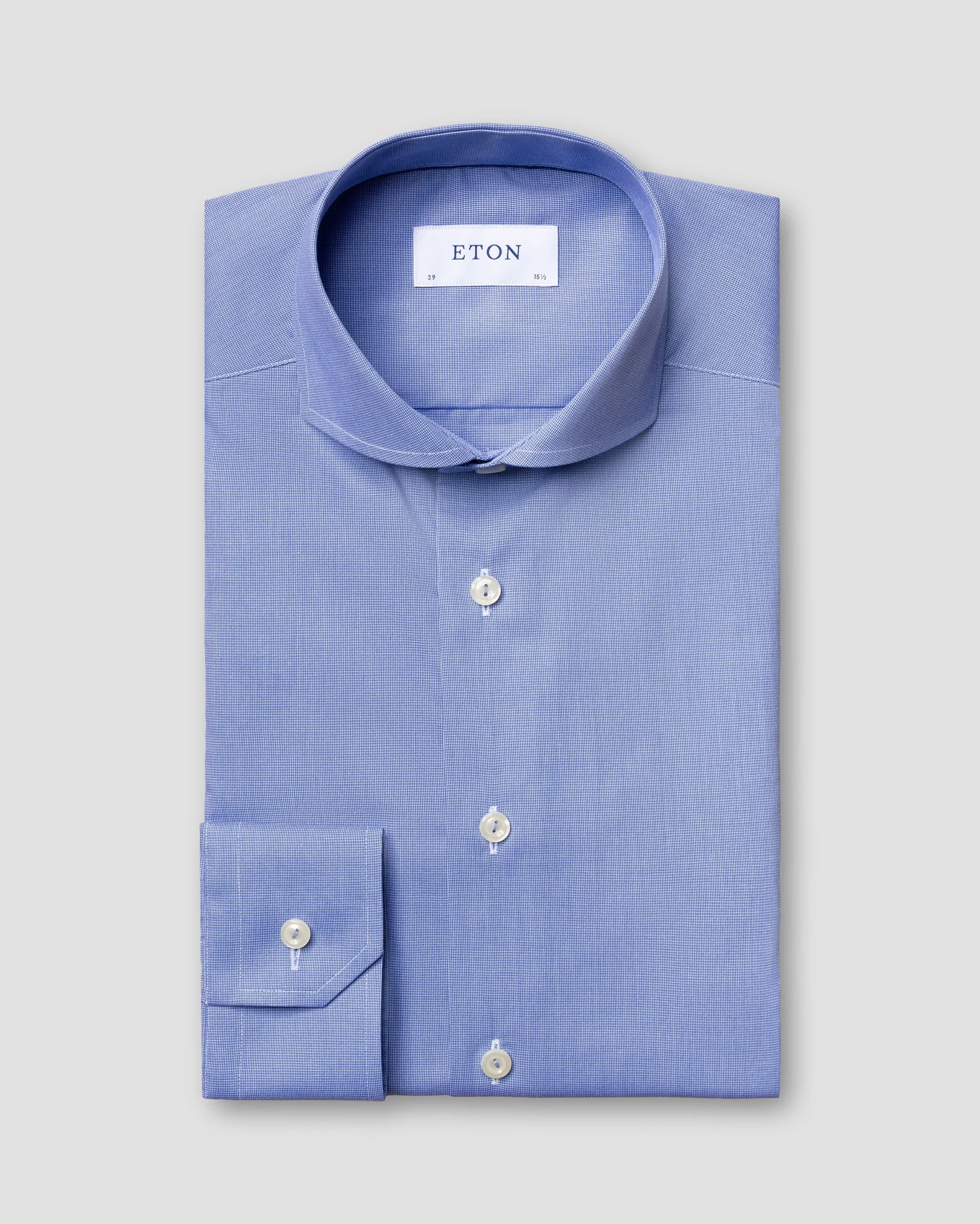 Eton - pastel blue shirt navy details extreme cut away