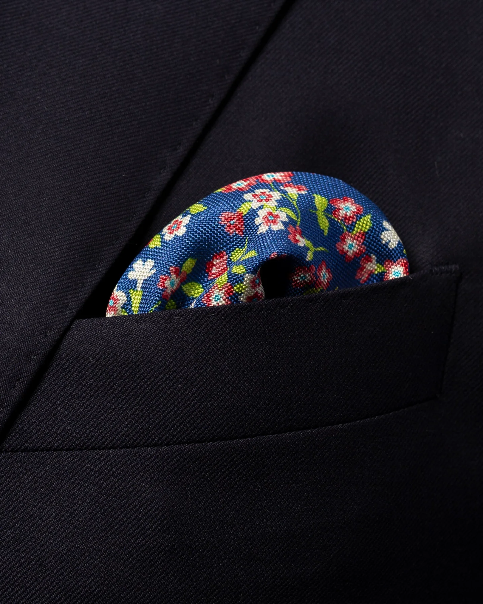 Eton - blue flower silk pocket square