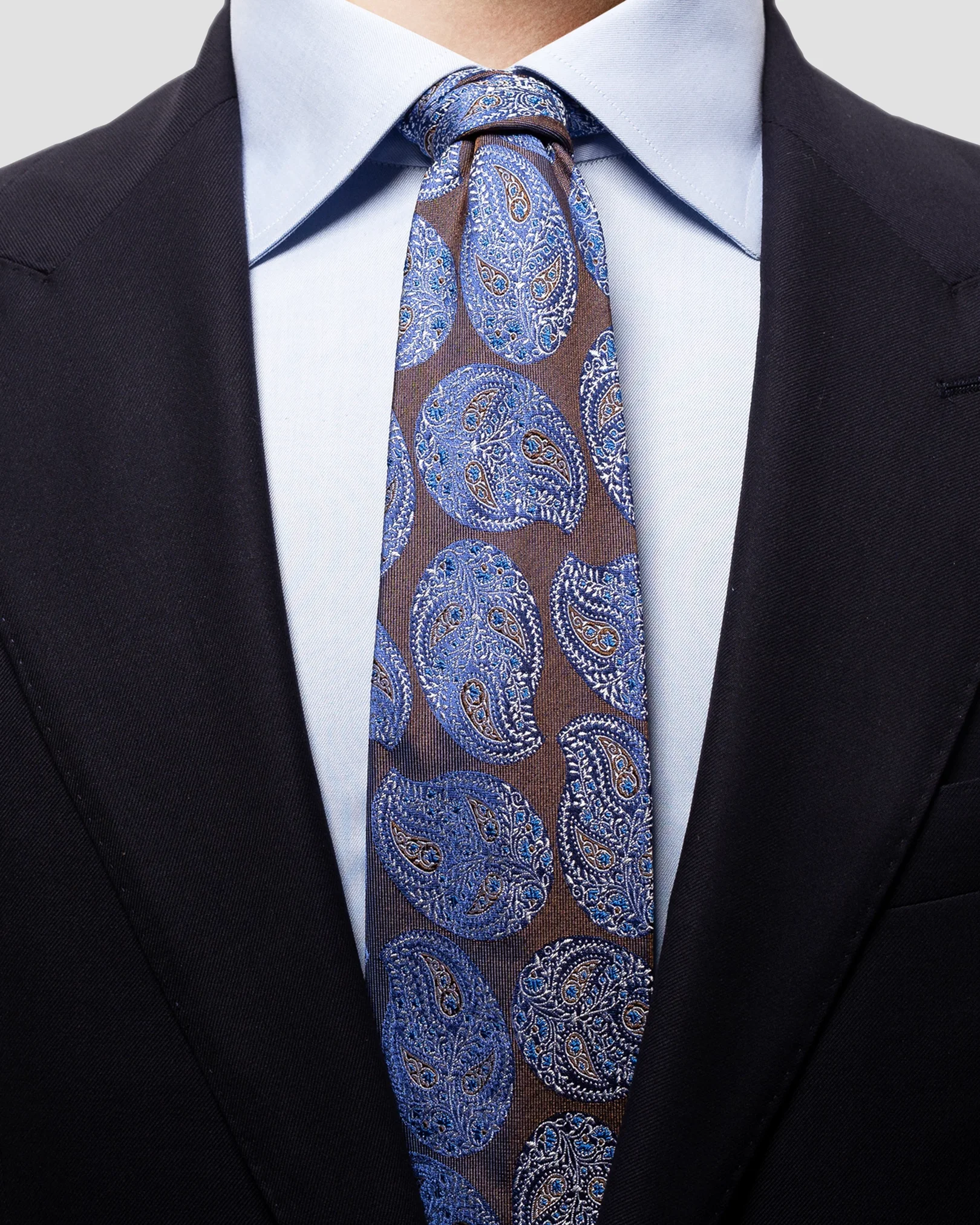Eton - blue brown paisley tie