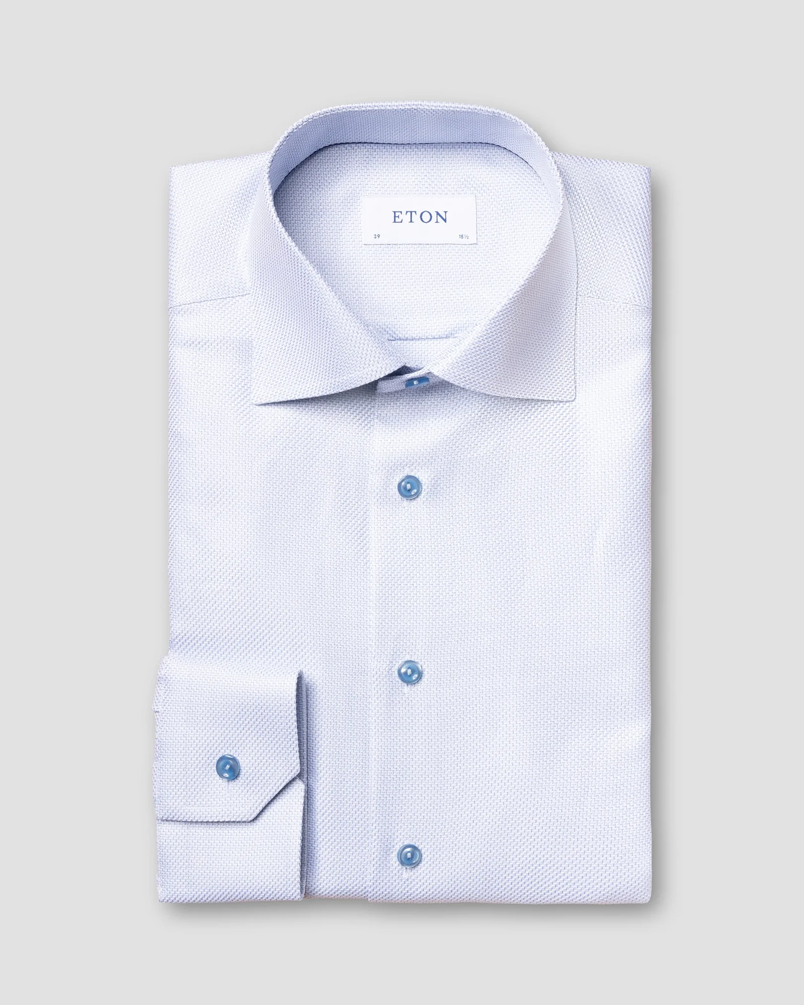 Eton - light blue zic zac king twill shirt