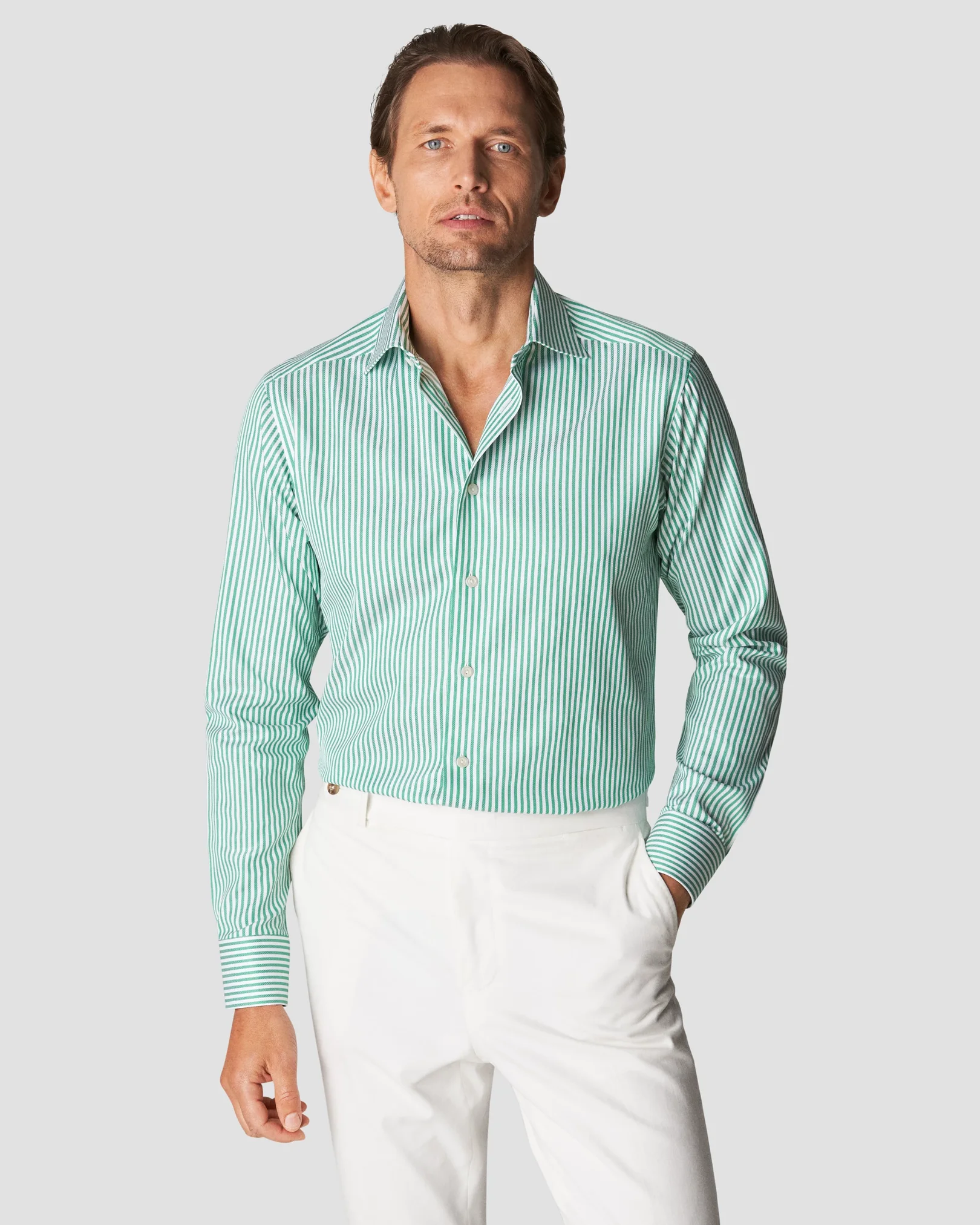Eton - light green signature twill