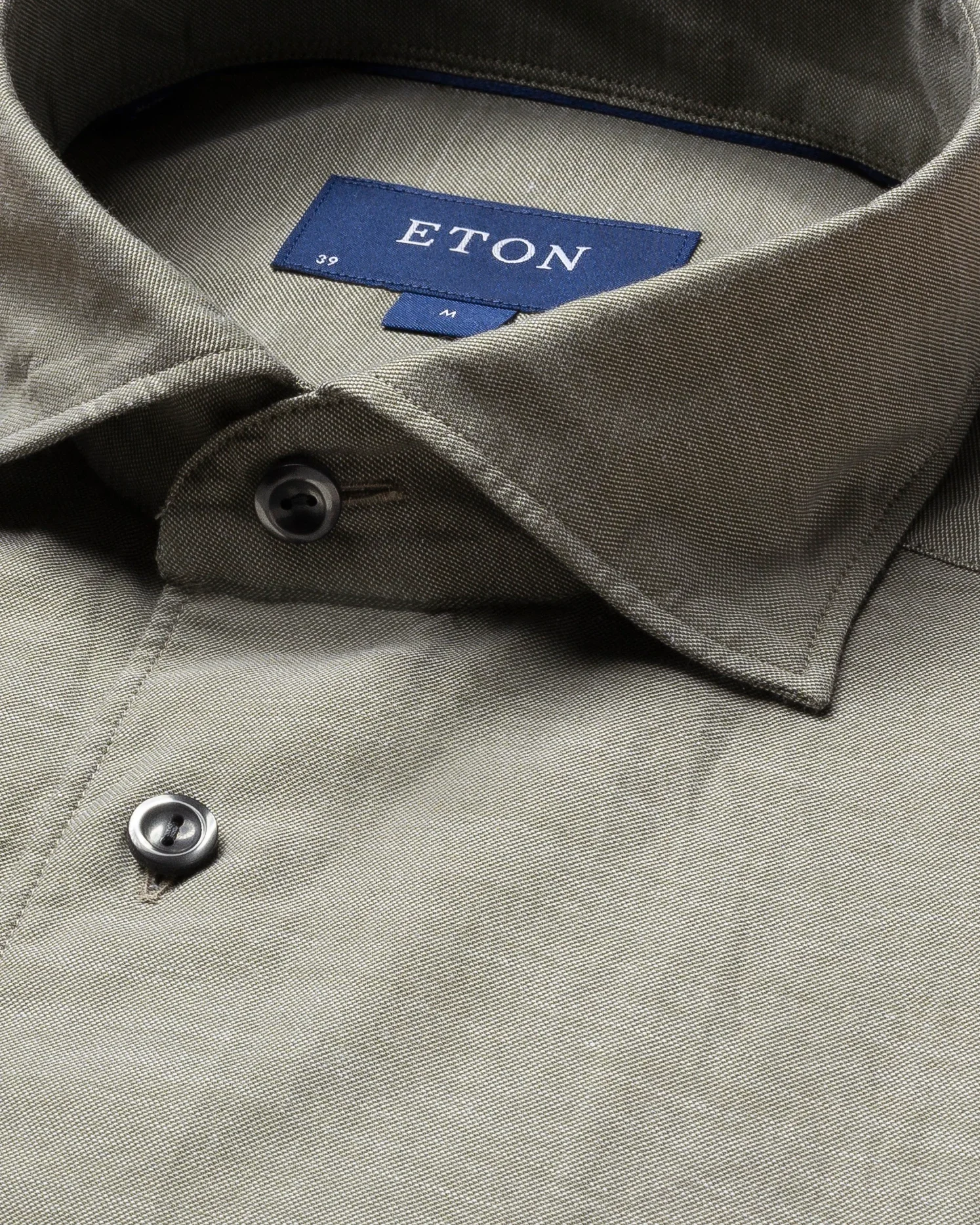 Eton - green cotton silk twill shirt