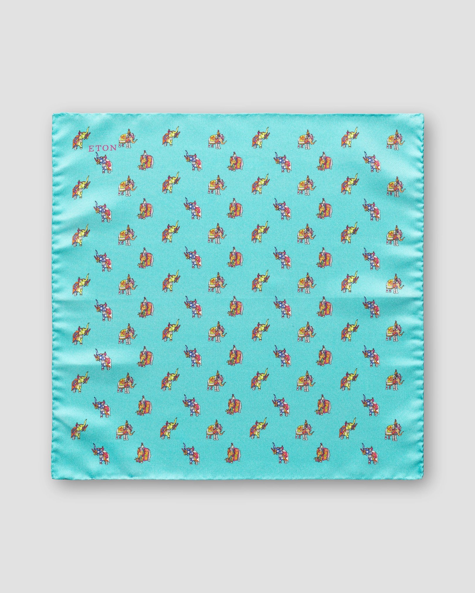 Eton - turquoise elephant pocket square
