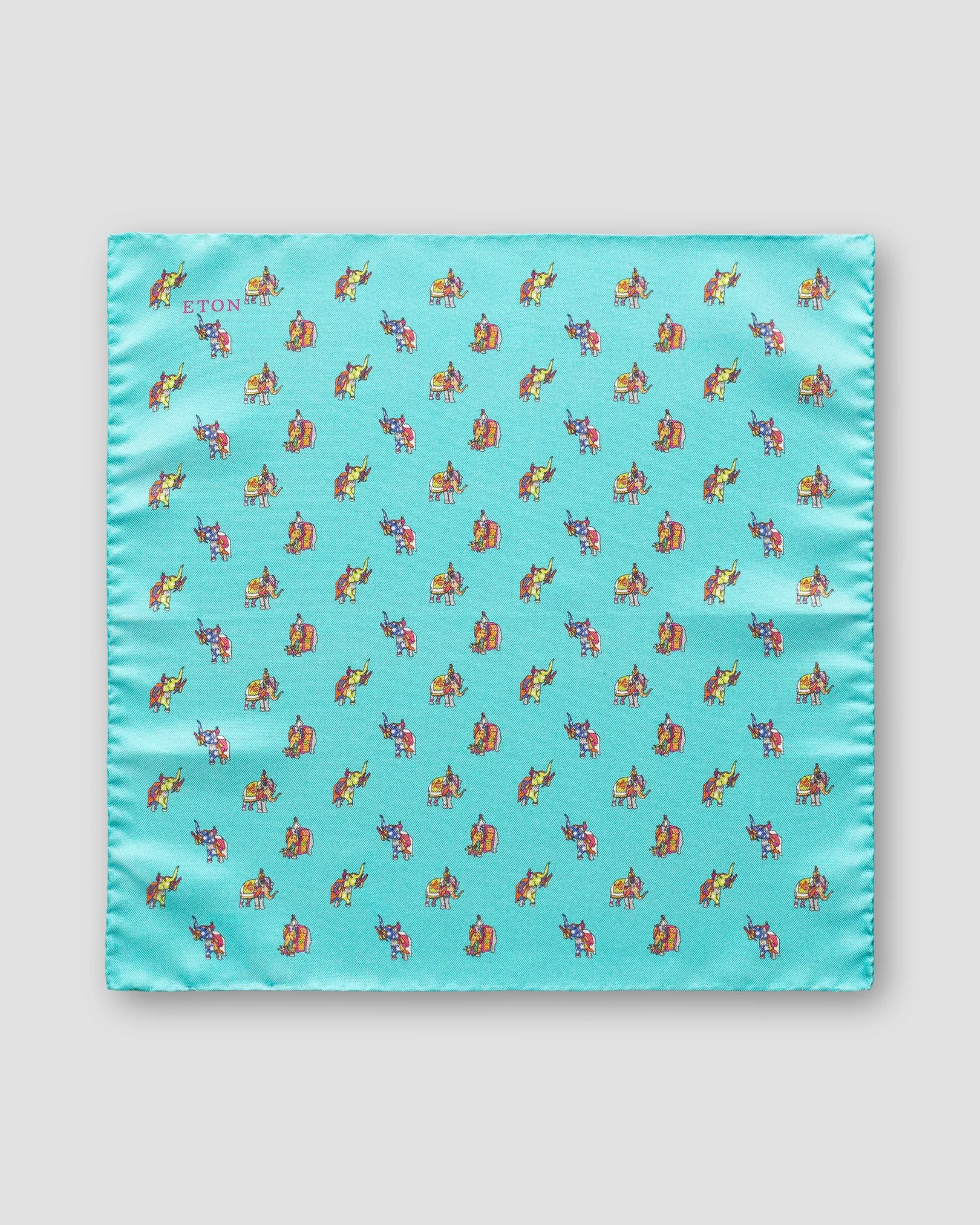 Eton - turquoise elephant pocket square