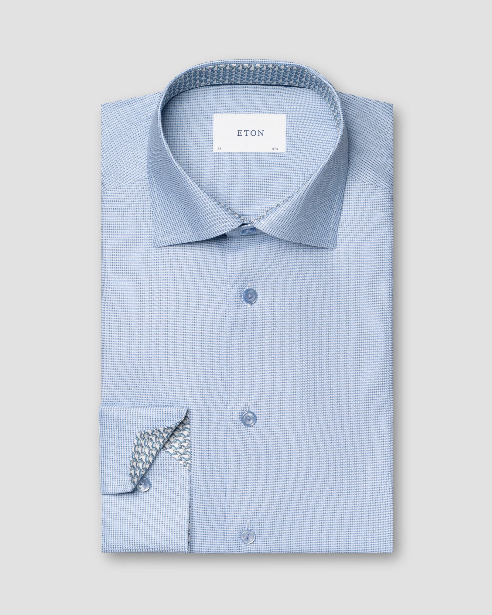 Eton - light blue semi solid effect dobby shirt