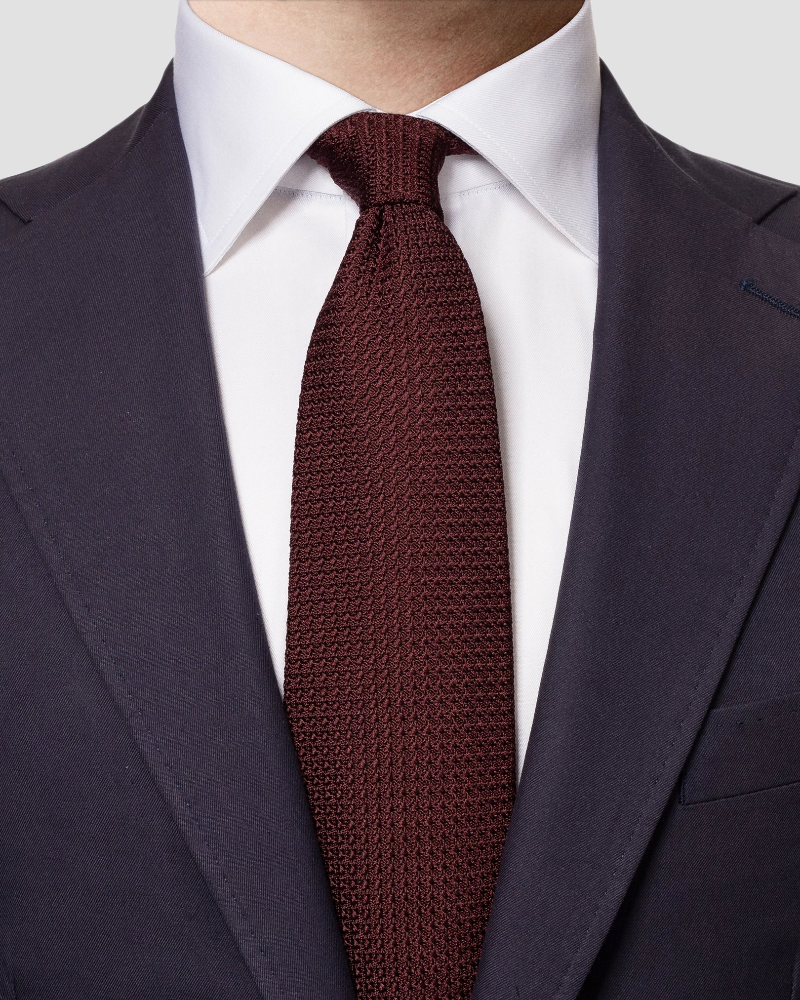 Eton - burgundy grenadine tie solid
