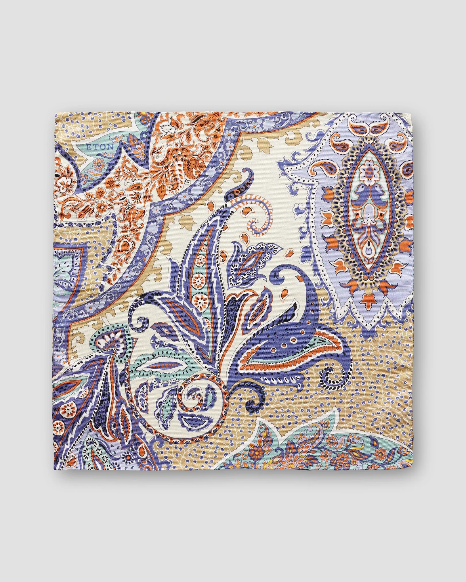 Eton - brown blue paisley pocket square