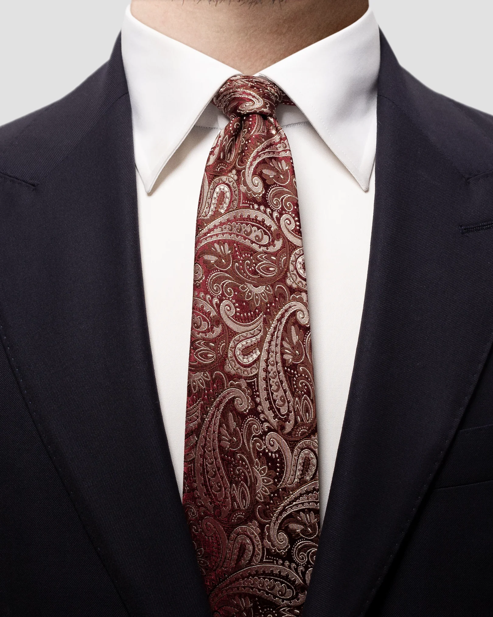 Eton - burgundy bold paisley tie