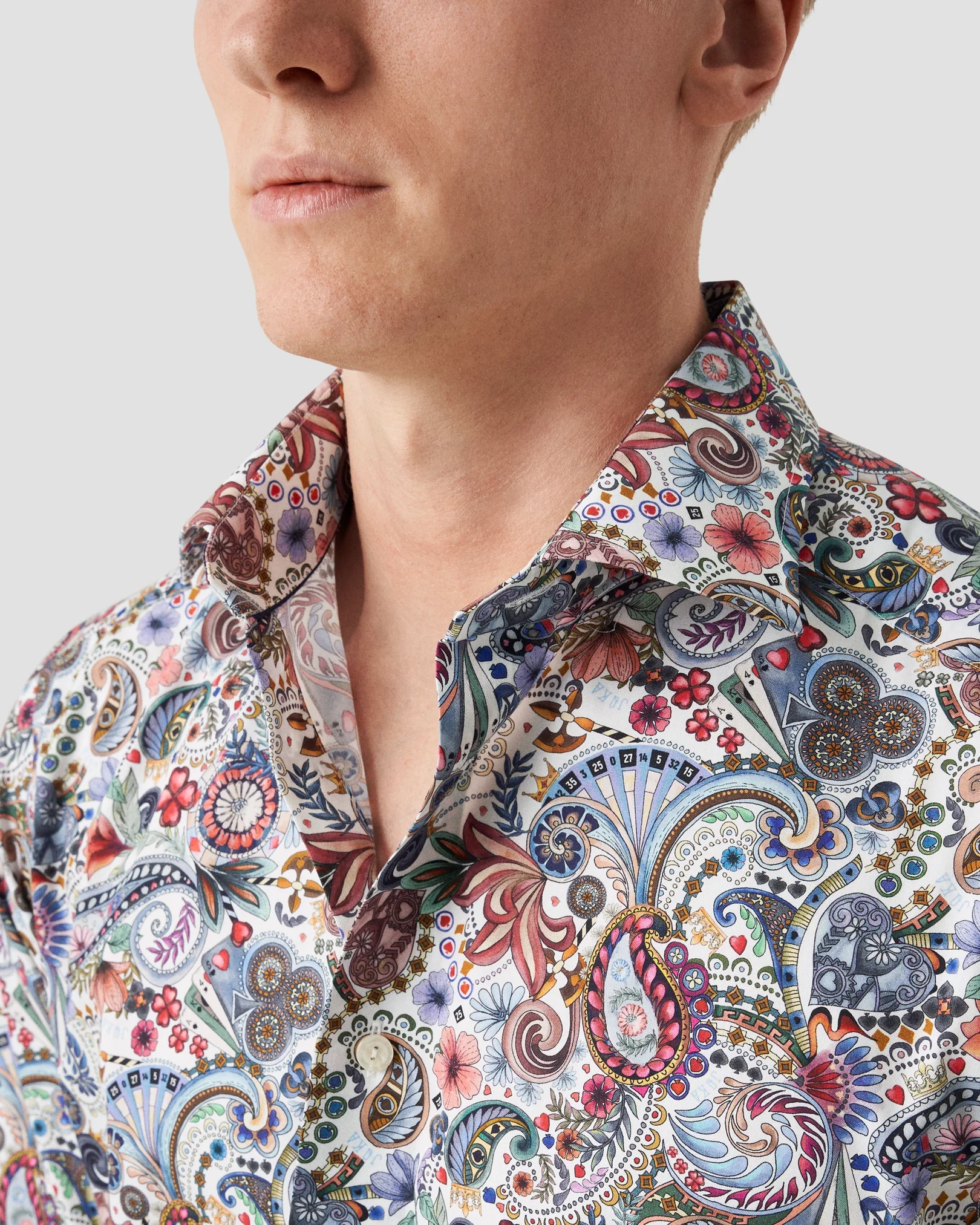 Eton - red paisley twill shirt