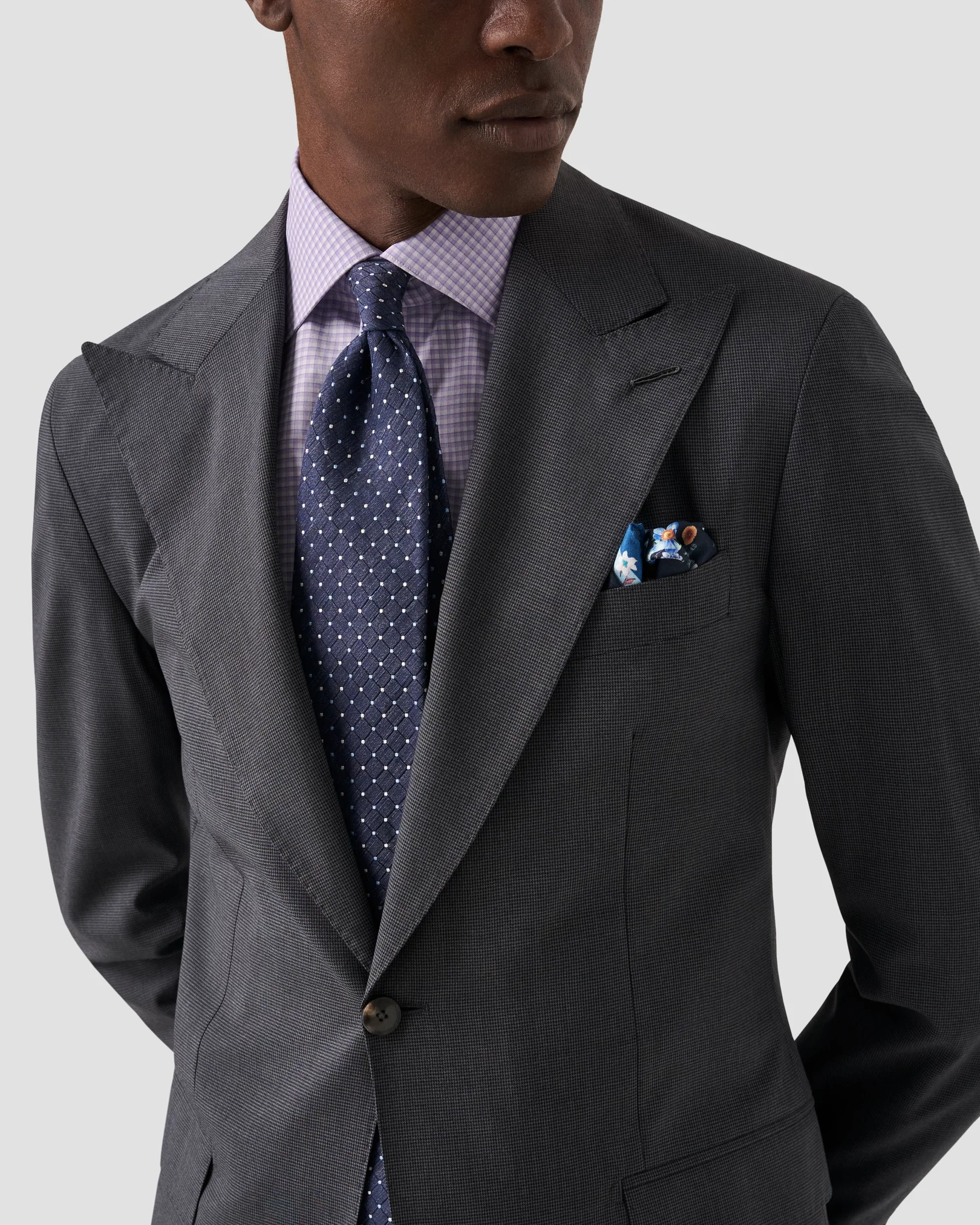 Eton - purple checked supima poplin shirt