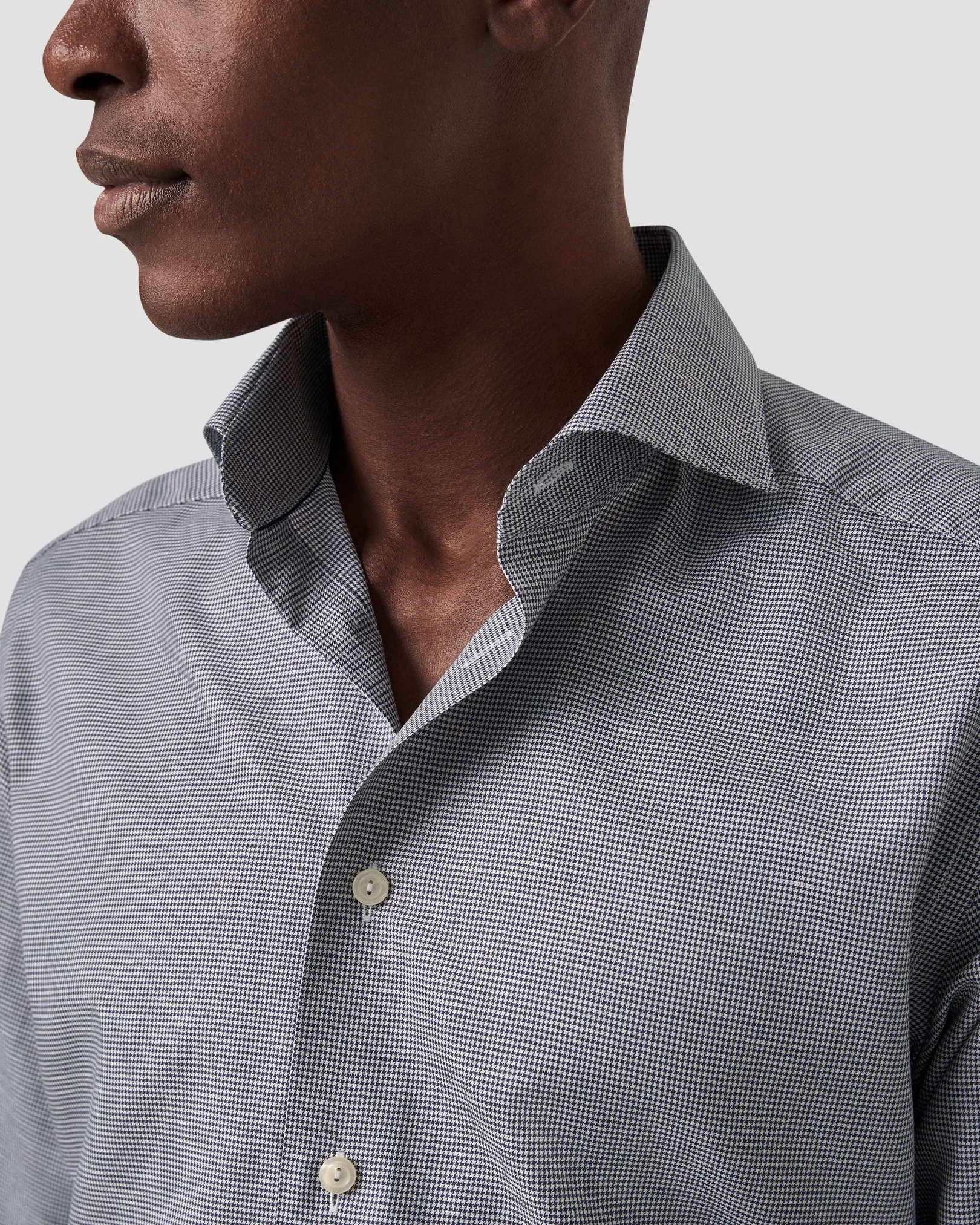 Eton - houndstooth cotton linen shirt