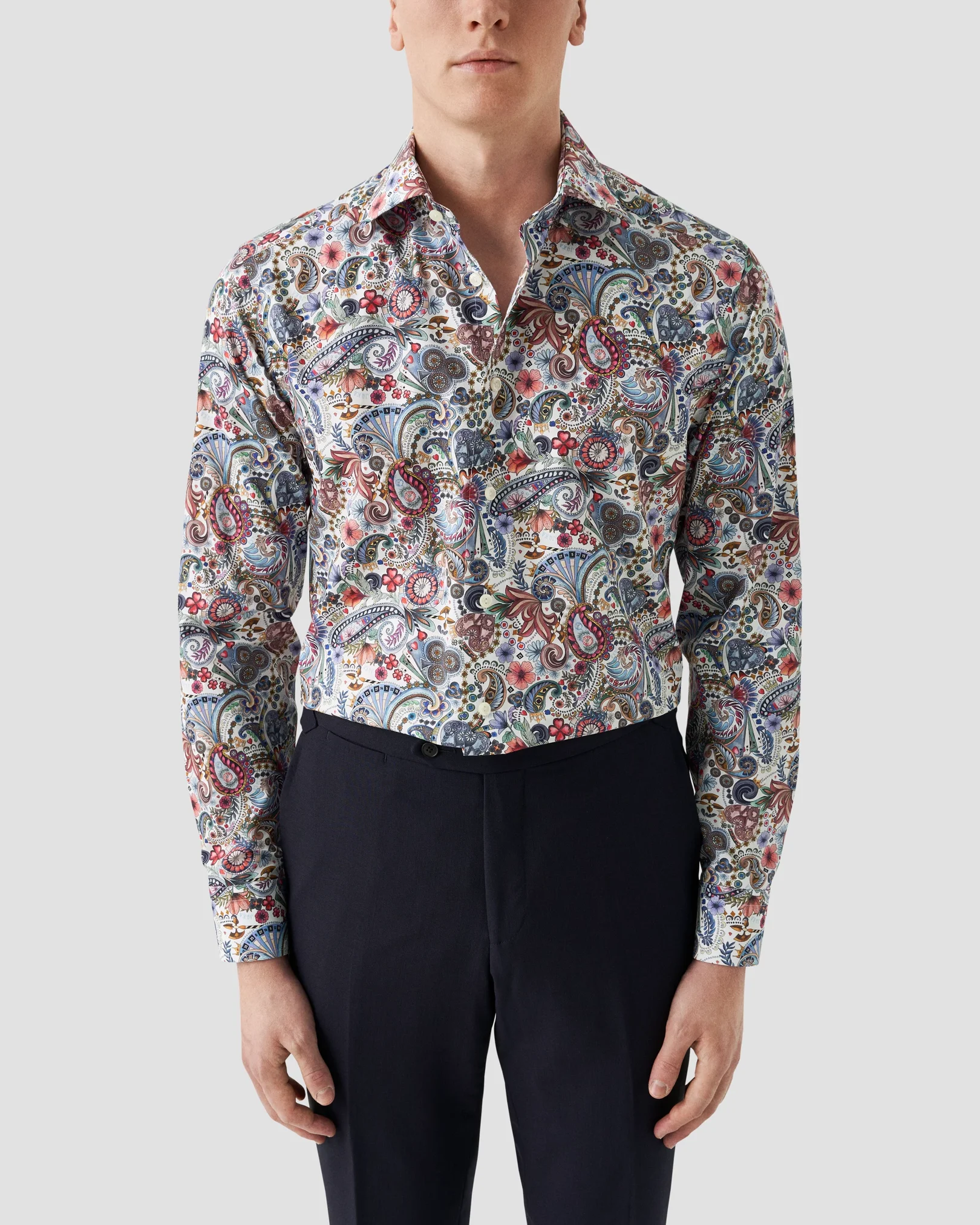 Eton - red paisley twill shirt