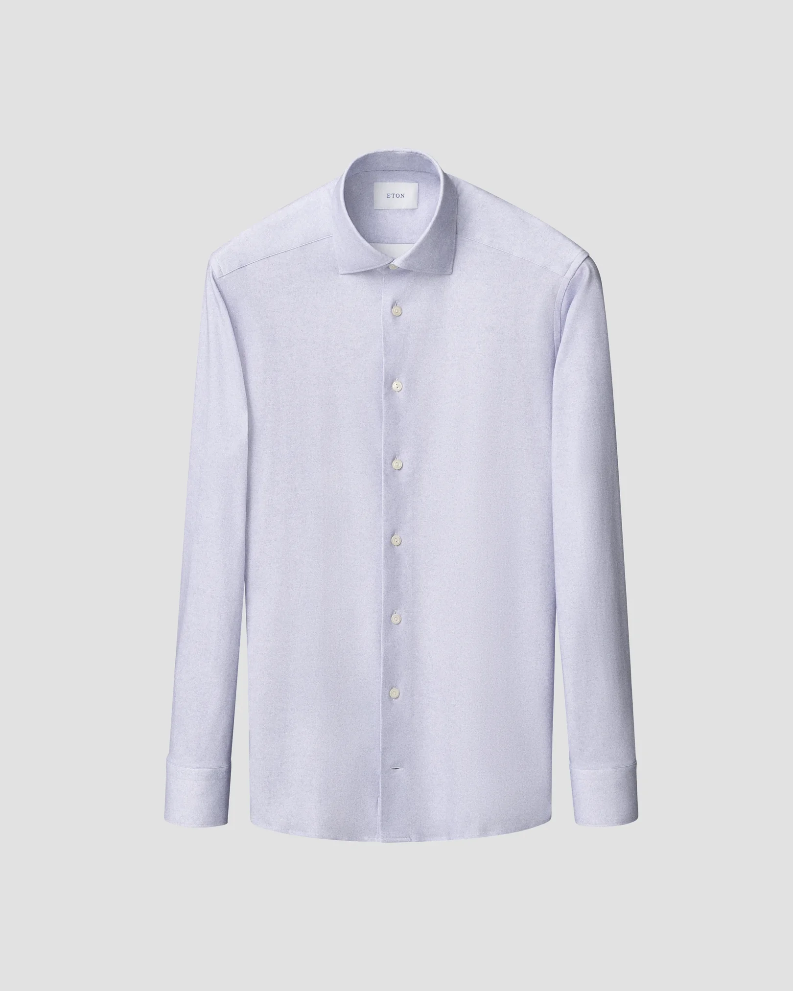 Eton - mid purple solid cotton four way stretch shirt