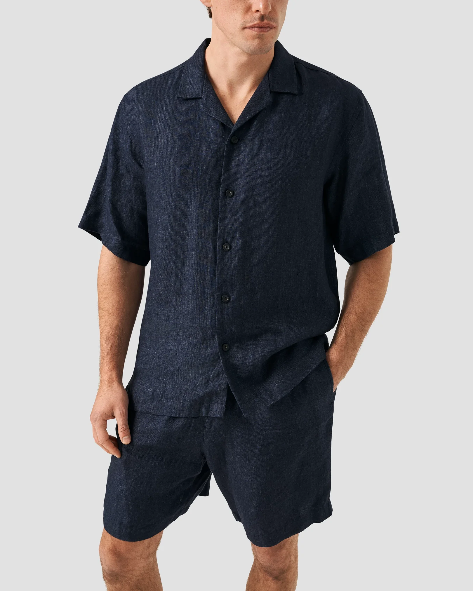 Eton - navy blue linen shorts