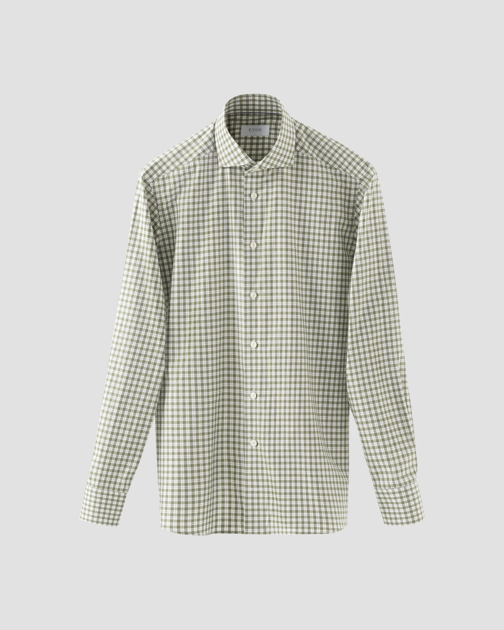 Eton - mid green twill widespread collar