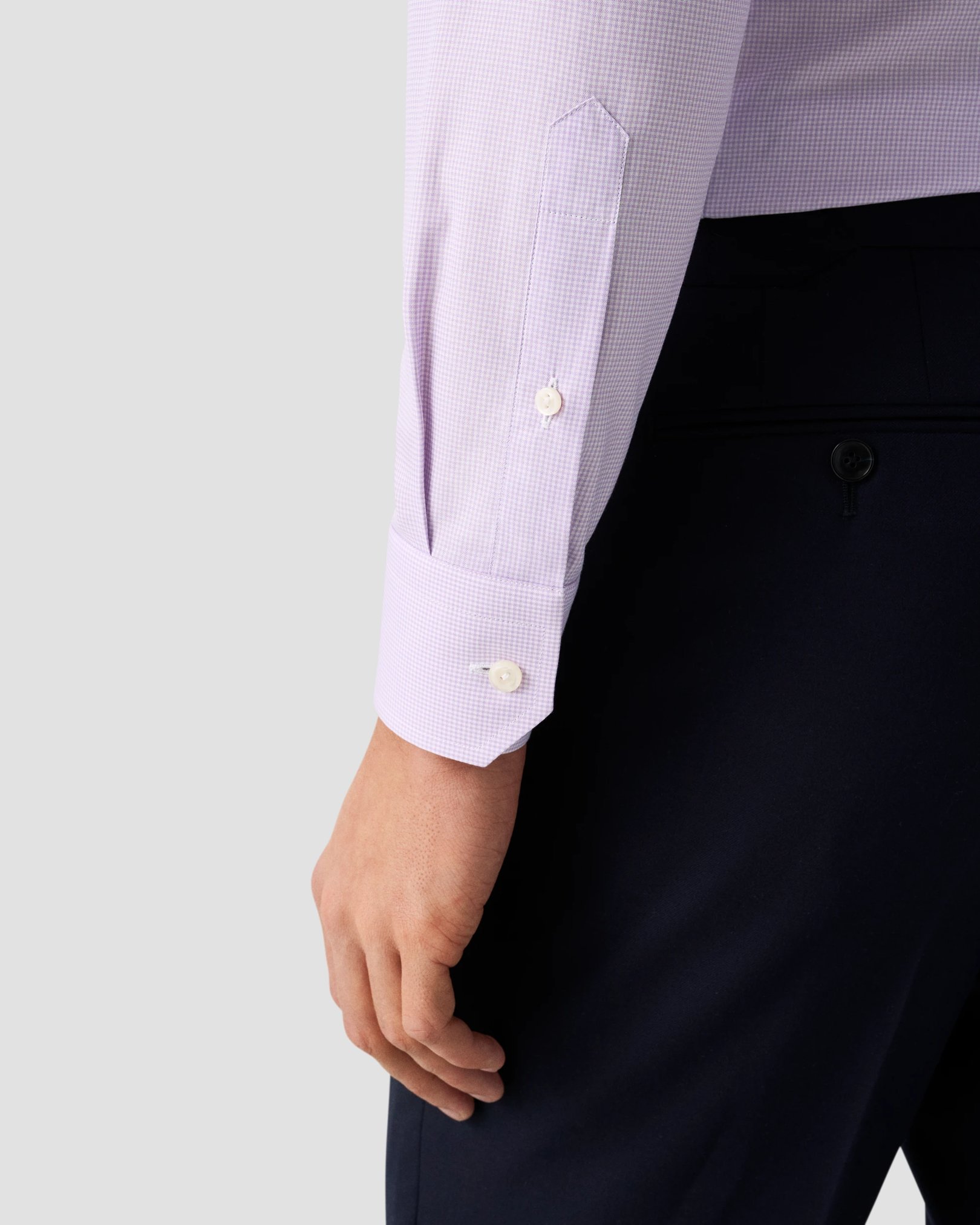 Eton - light purple fine check signature twill shirt