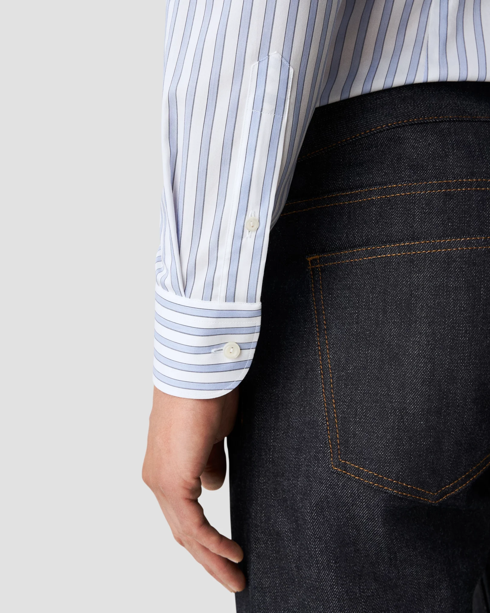 Eton - light blue fine twill archive spripe