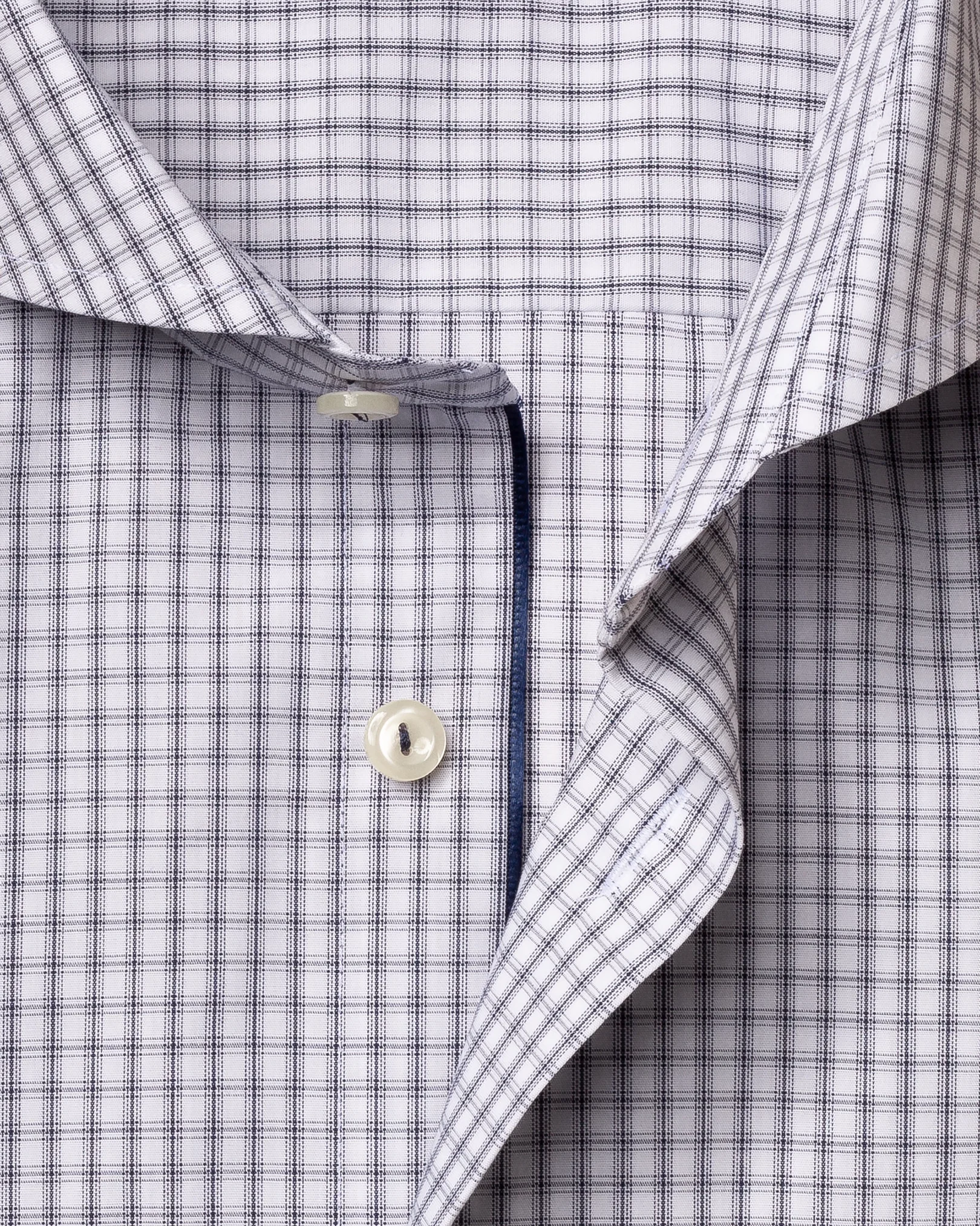 Eton - navy checks poplin shirt extreme cut away
