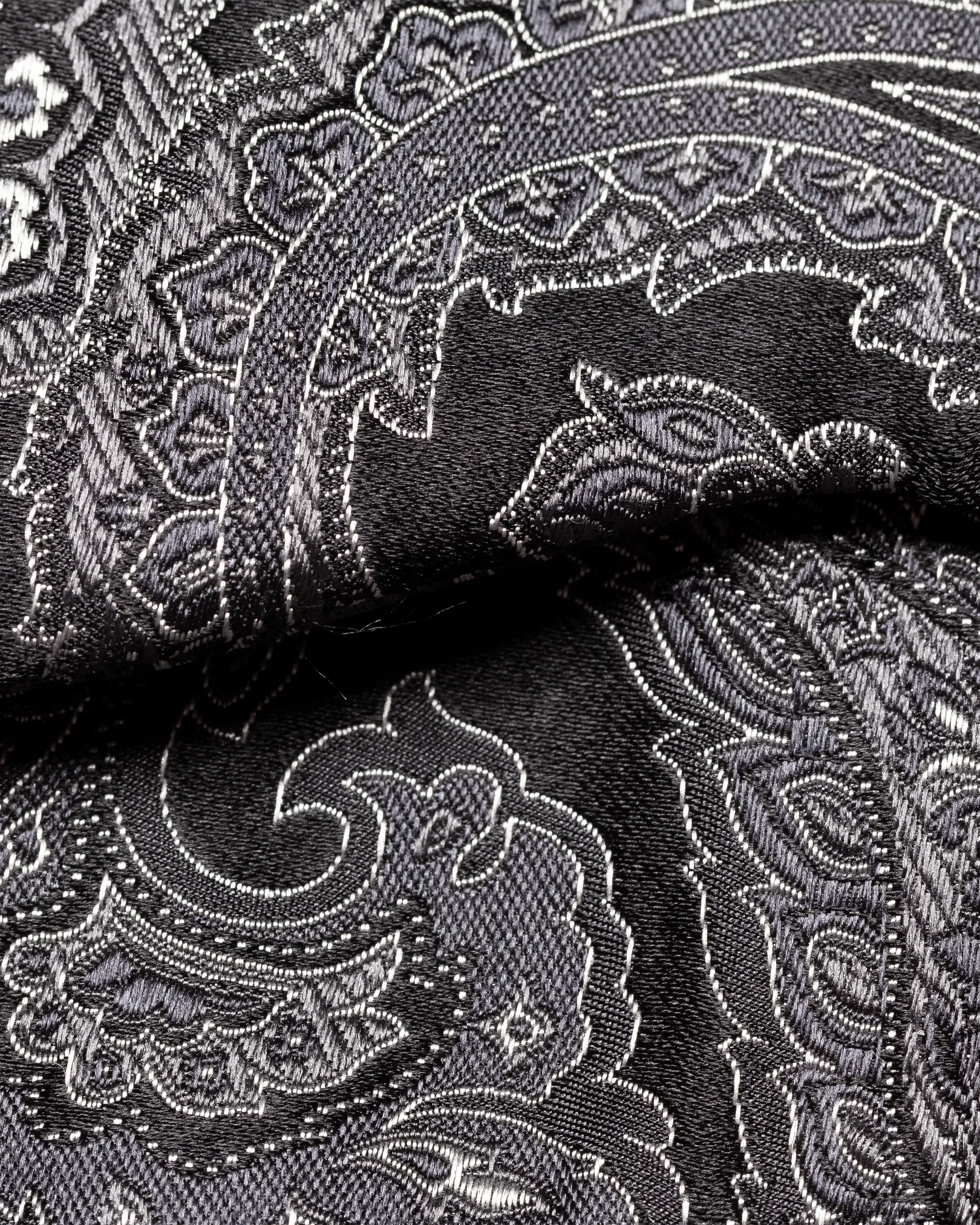 Eton - black paisley bow tie self tied