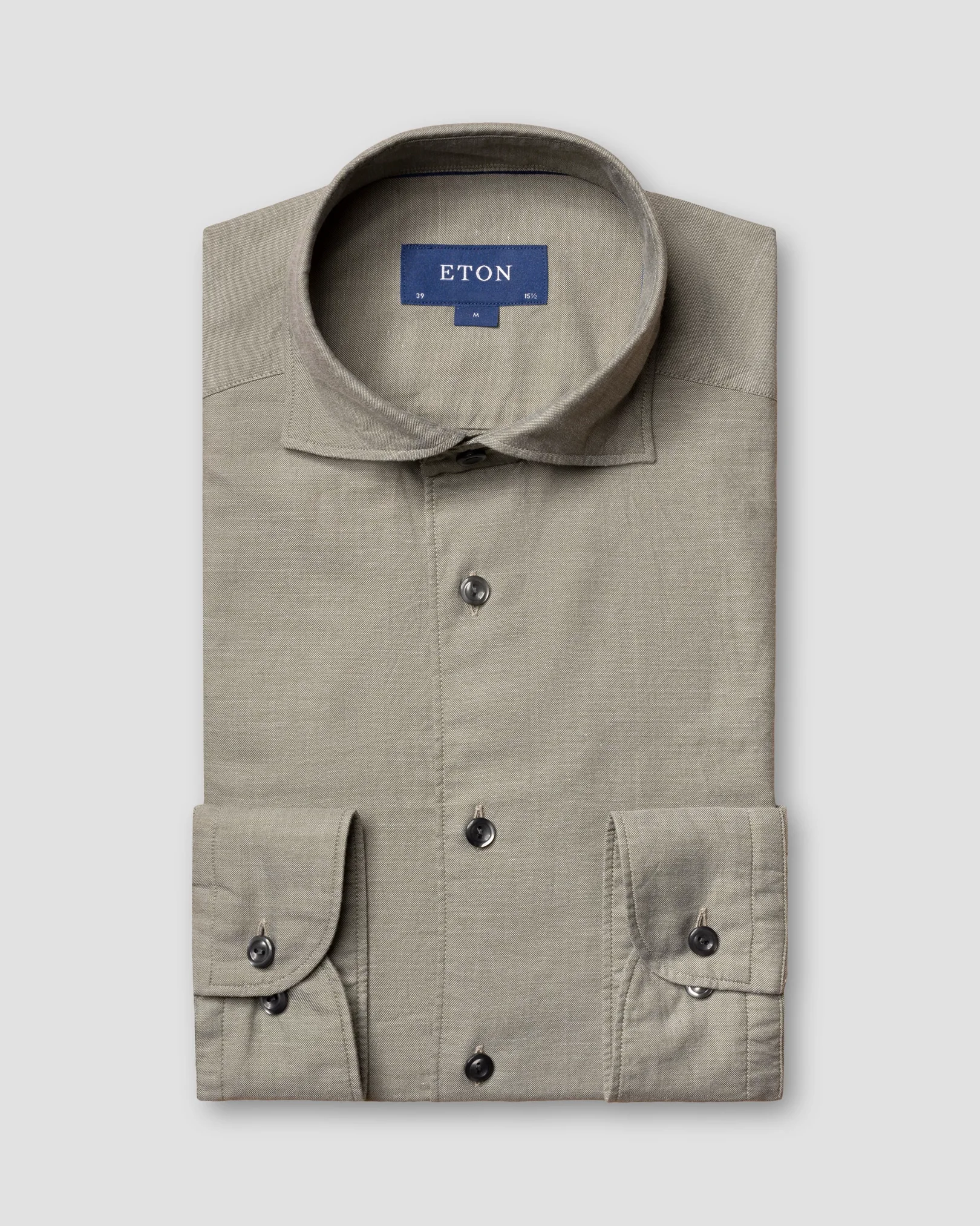 Eton - green cotton silk twill shirt