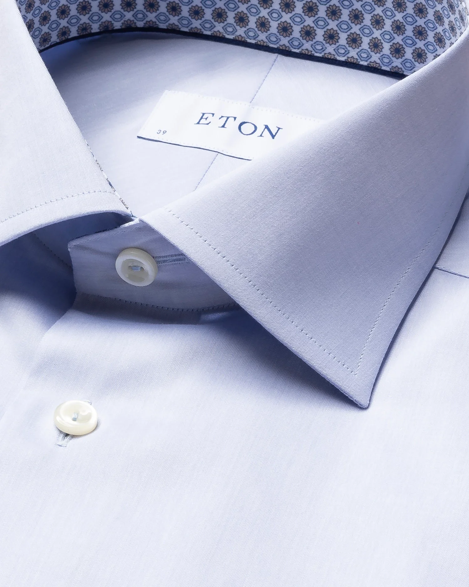 Eton - sky blue twill shirt geometric details