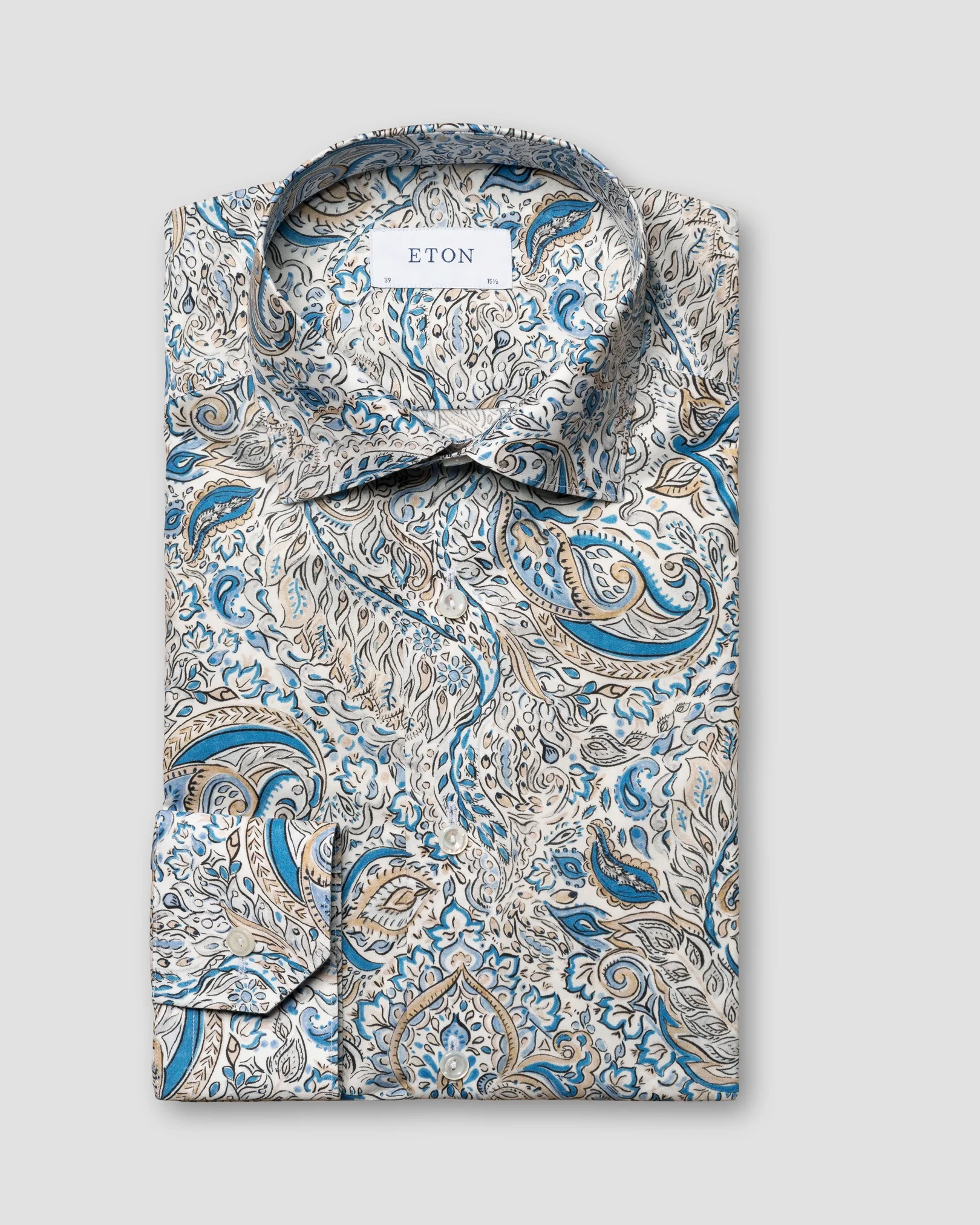 Eton - mid blue paisley fine twill