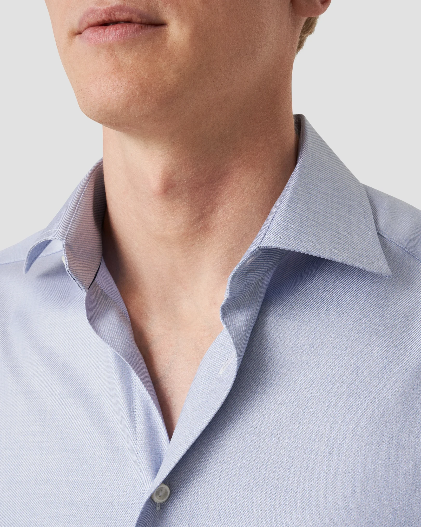 Eton - light purple melange solid cotton tencel tm lyocell shirt