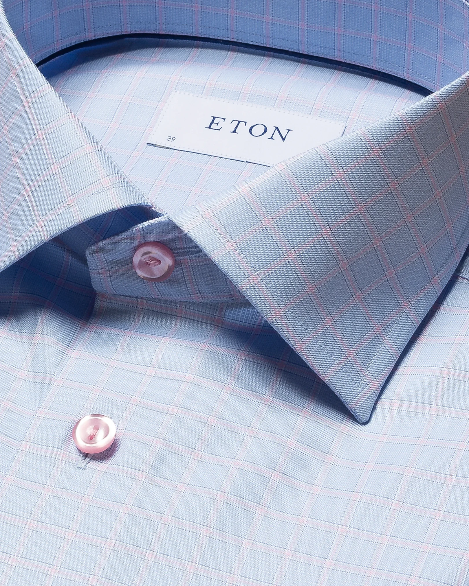 Eton - pink cotton tencel stretch cut away single slim