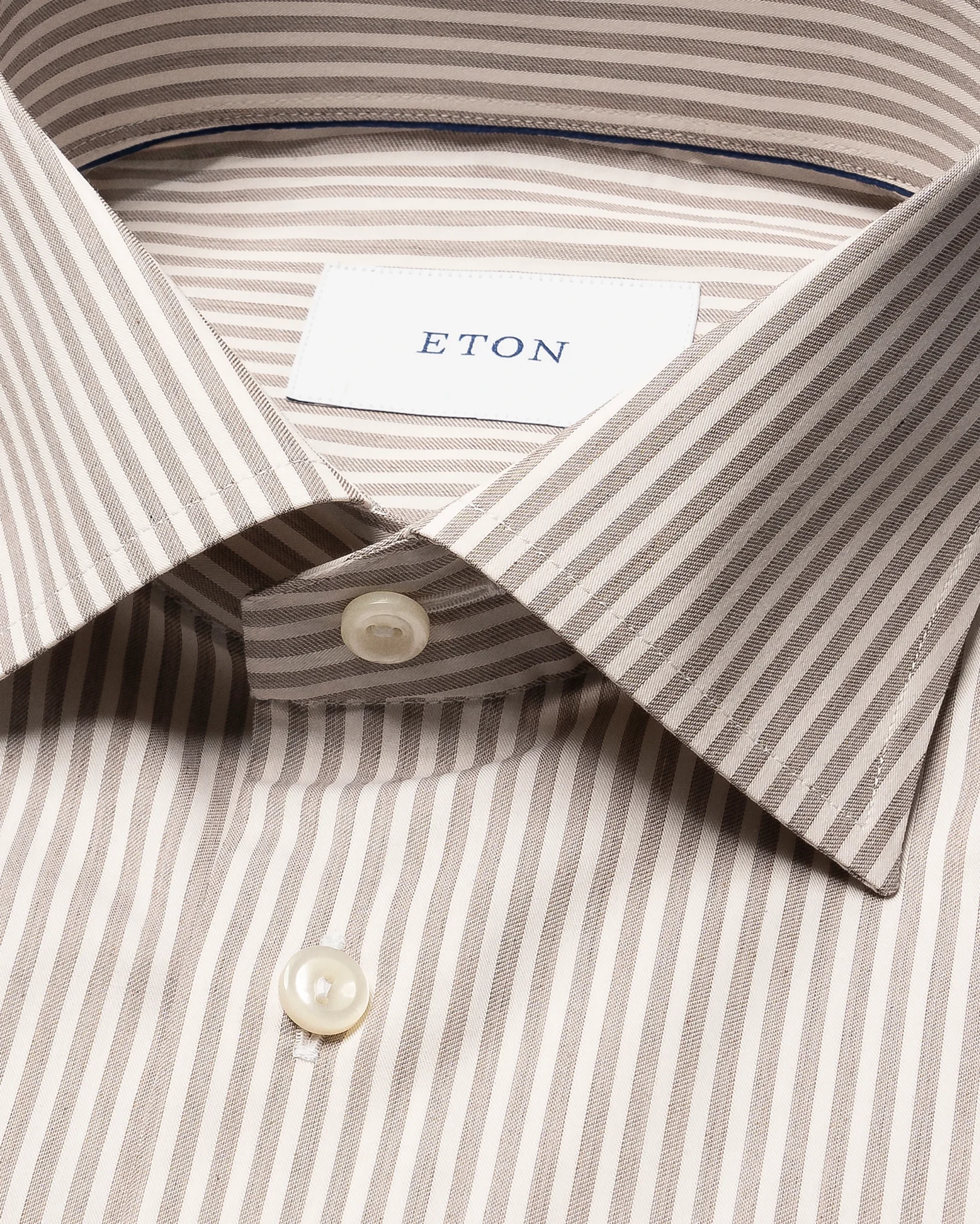 Eton - beige stripe fine twill shirt cutaway