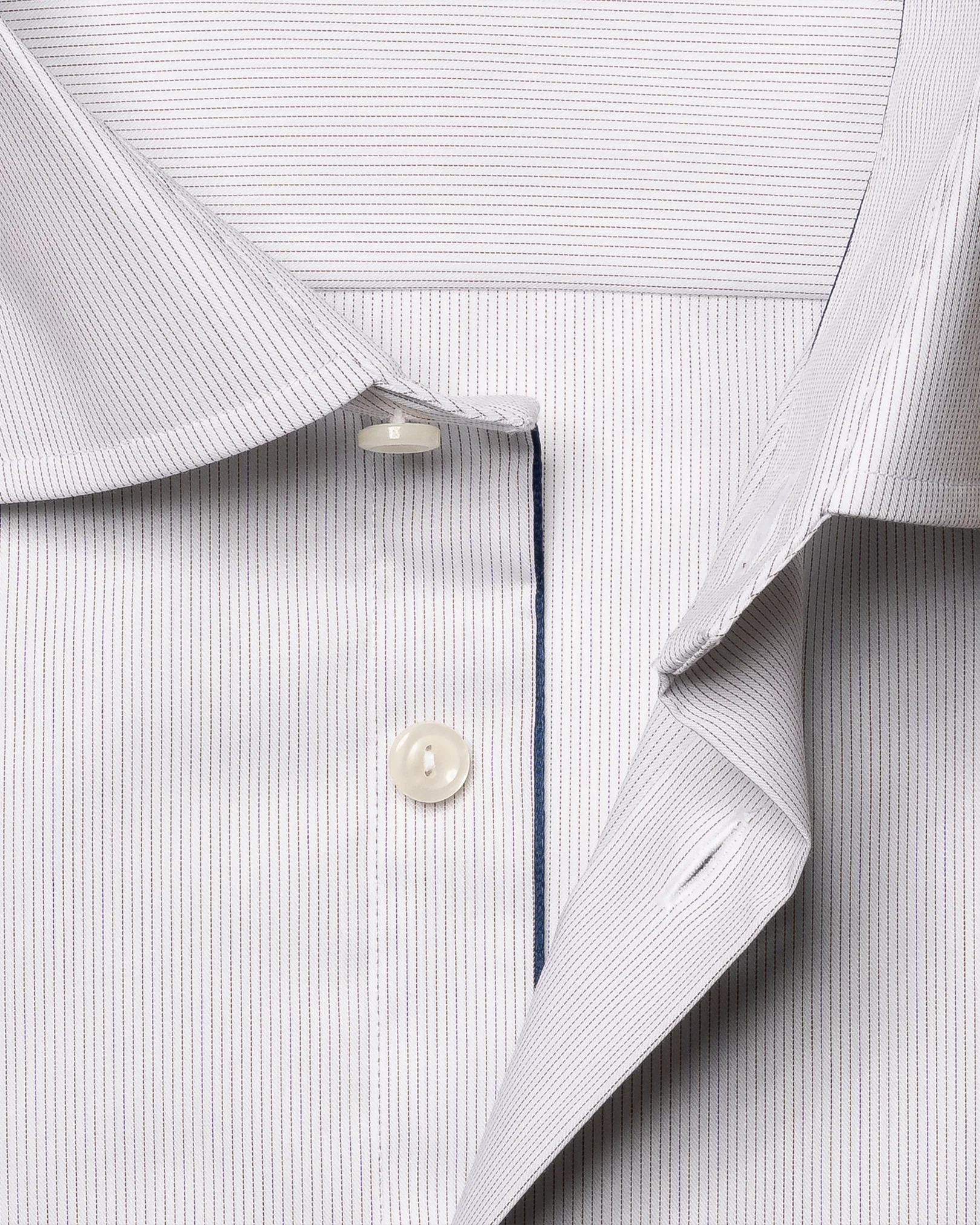 Eton - brown twill hailine striped shirt